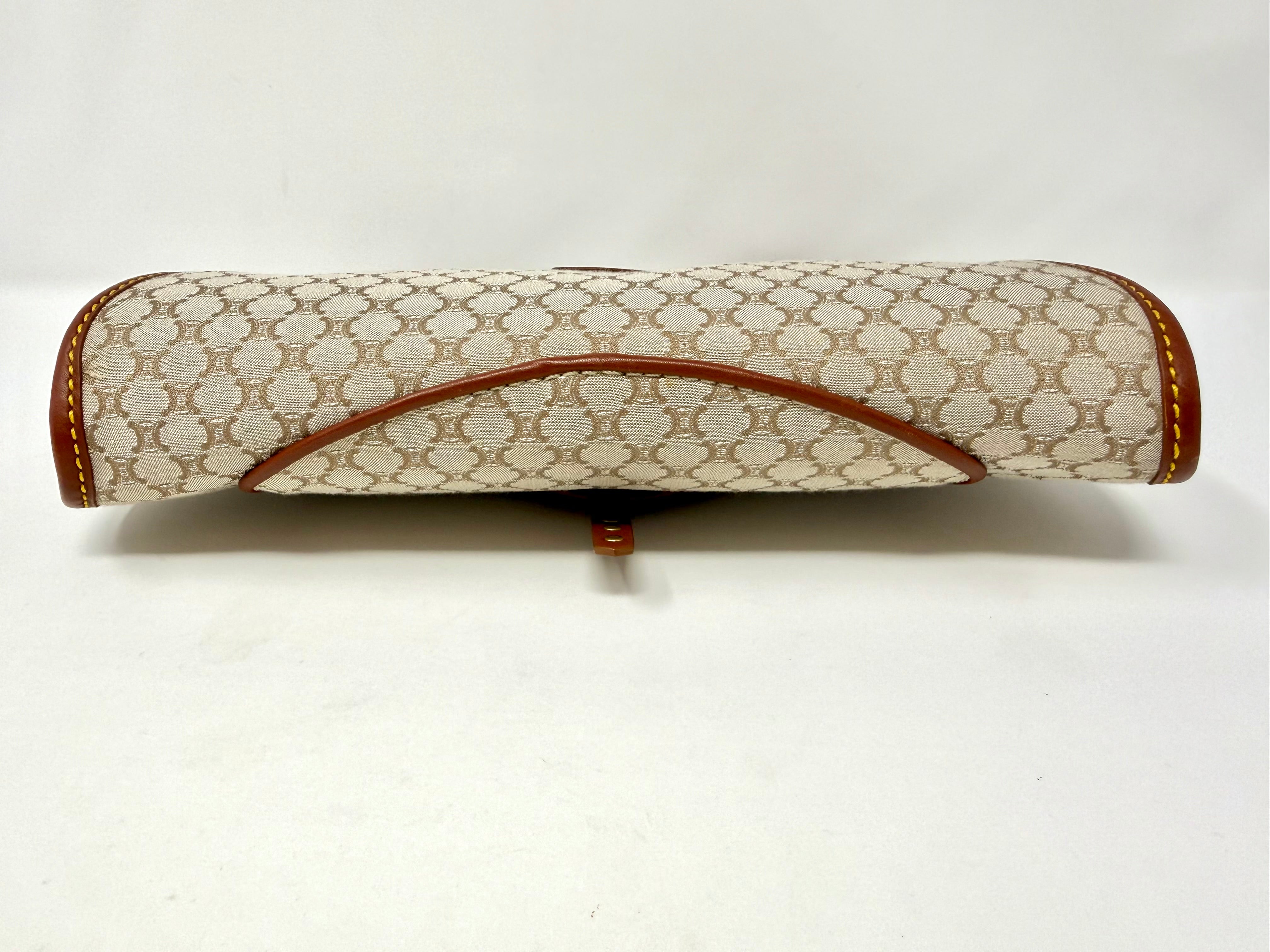 Vintage Céline Macadam Jacquard Flap Shoulder Bag | Beige & Brown