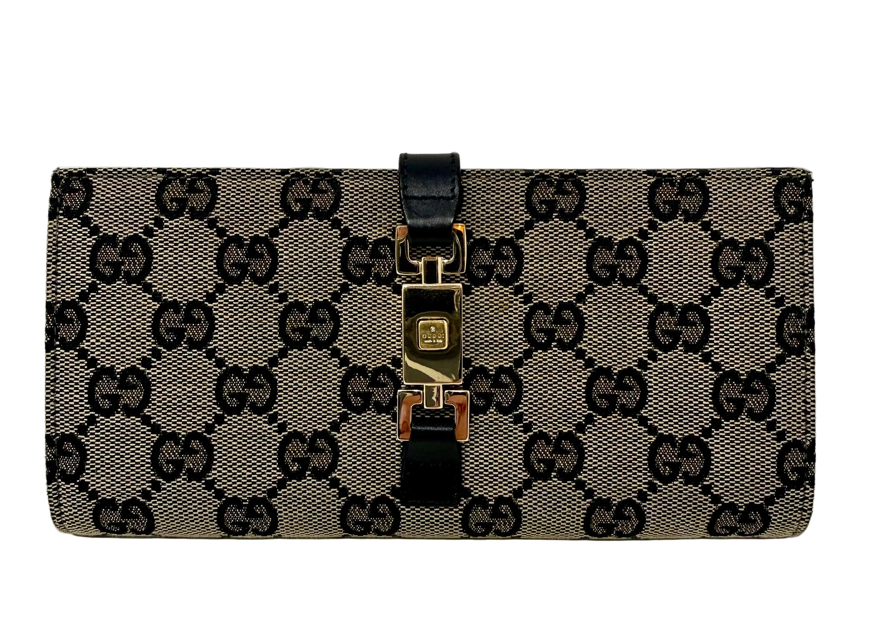 Gucci Jackie Continental Long Wallet – Black Leather, Vintage Y2K