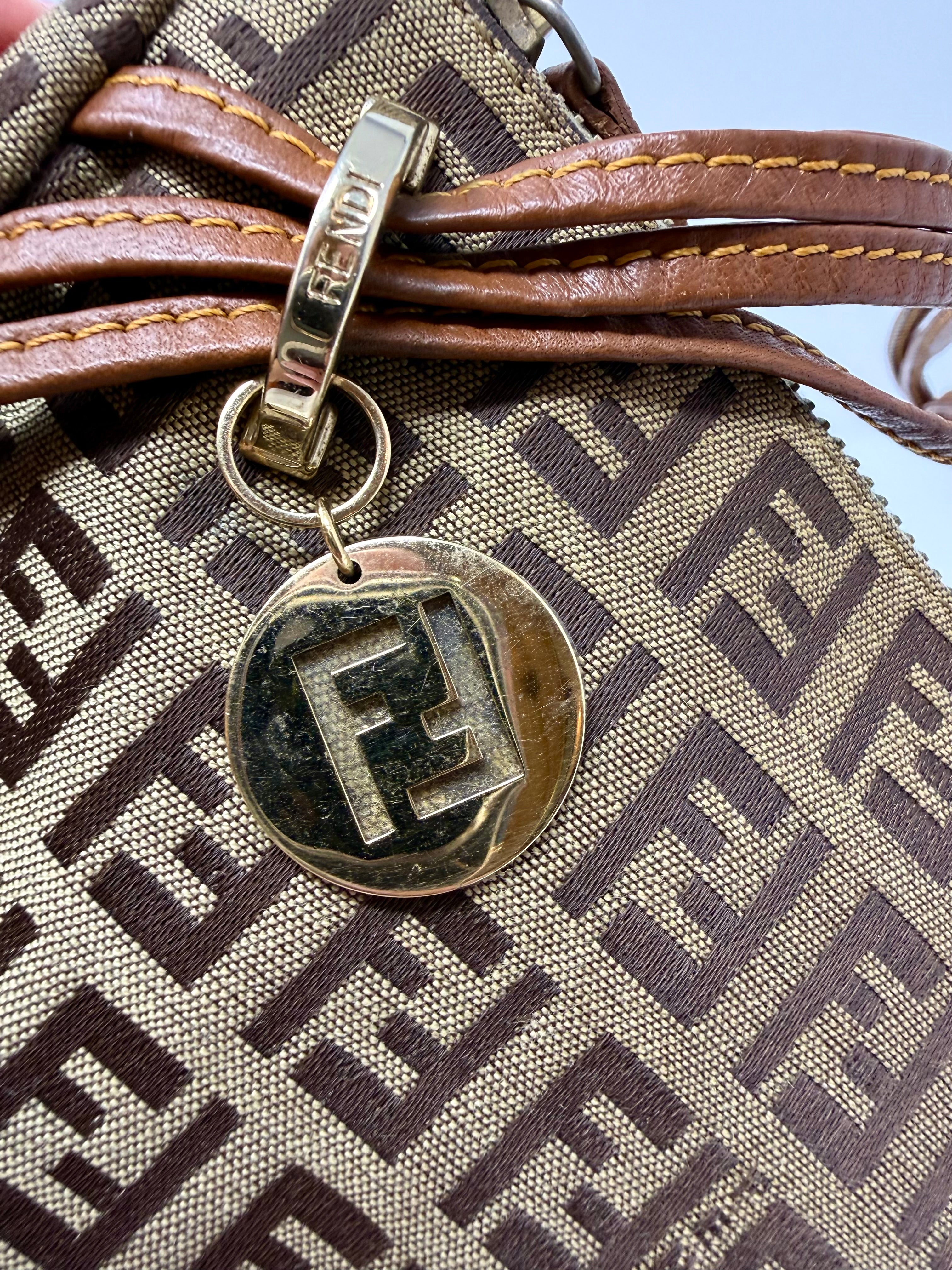 Vintage Y2K Fendi Zucchino Triple-Strap Pochette Shoulder Bag
