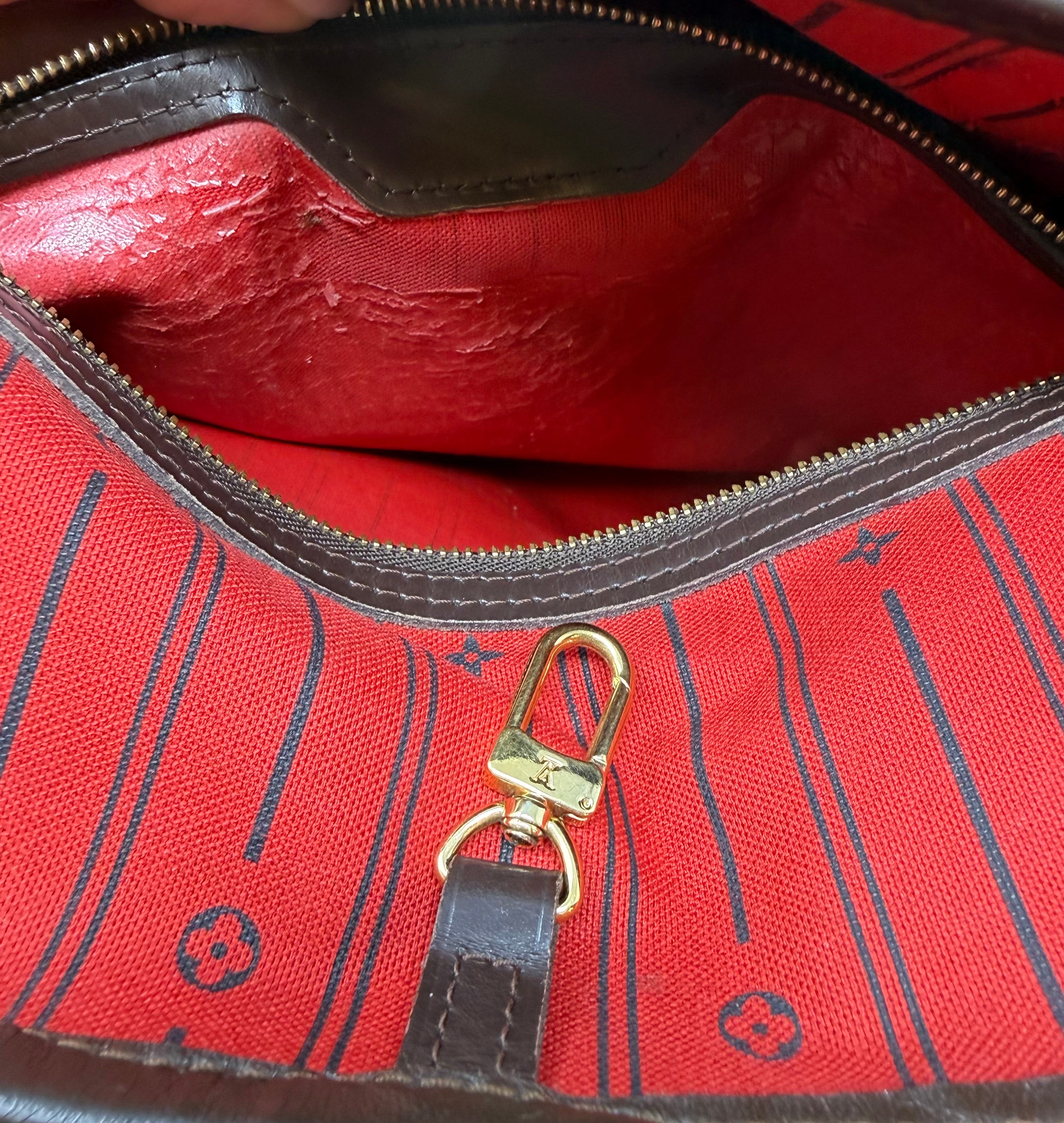 Louis Vuitton Neverfull MM Damier Ebene Tote Bag, Red Interior, 2008