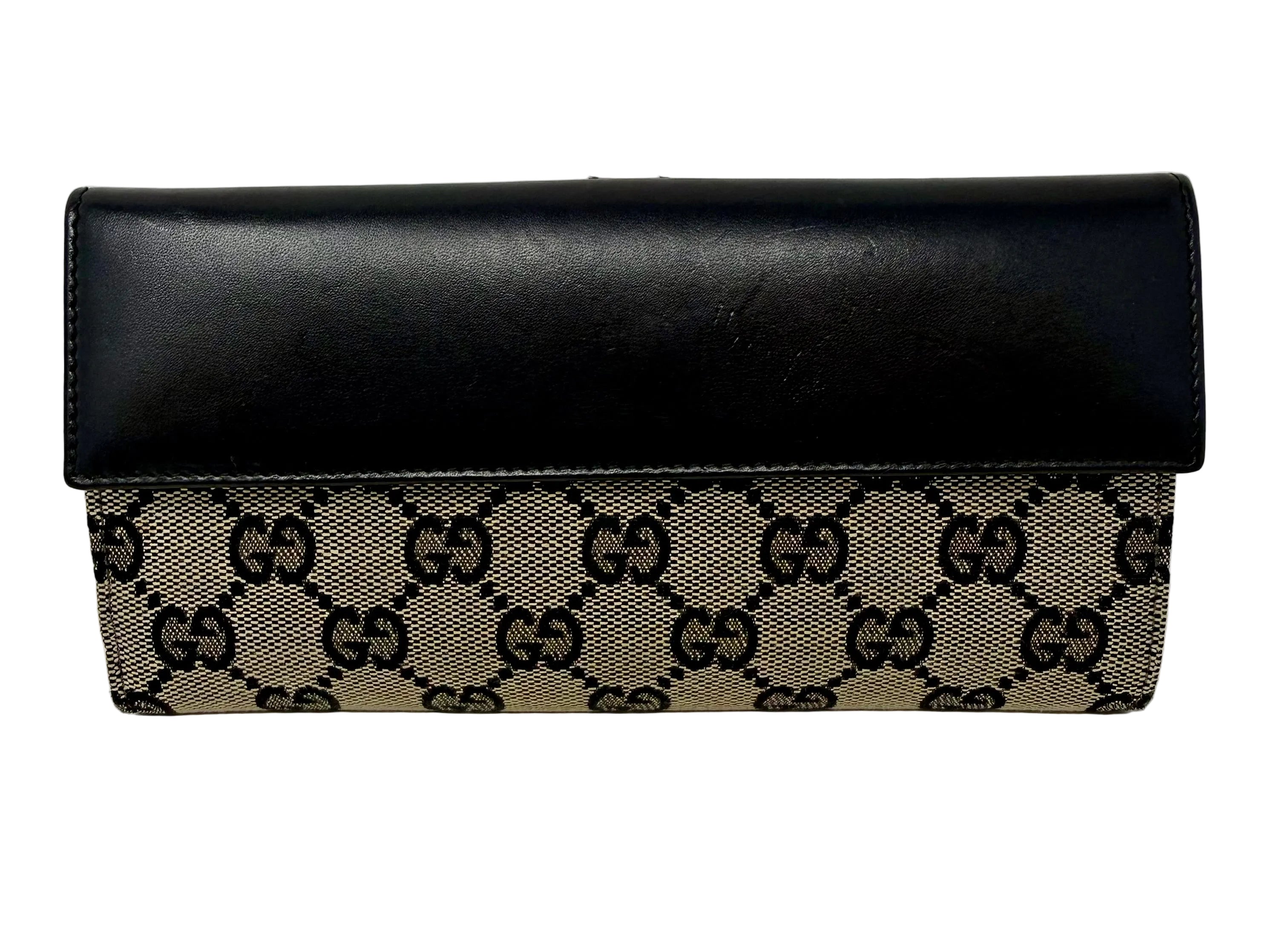 Gucci Jackie Continental Long Wallet – Black Leather, Vintage Y2K