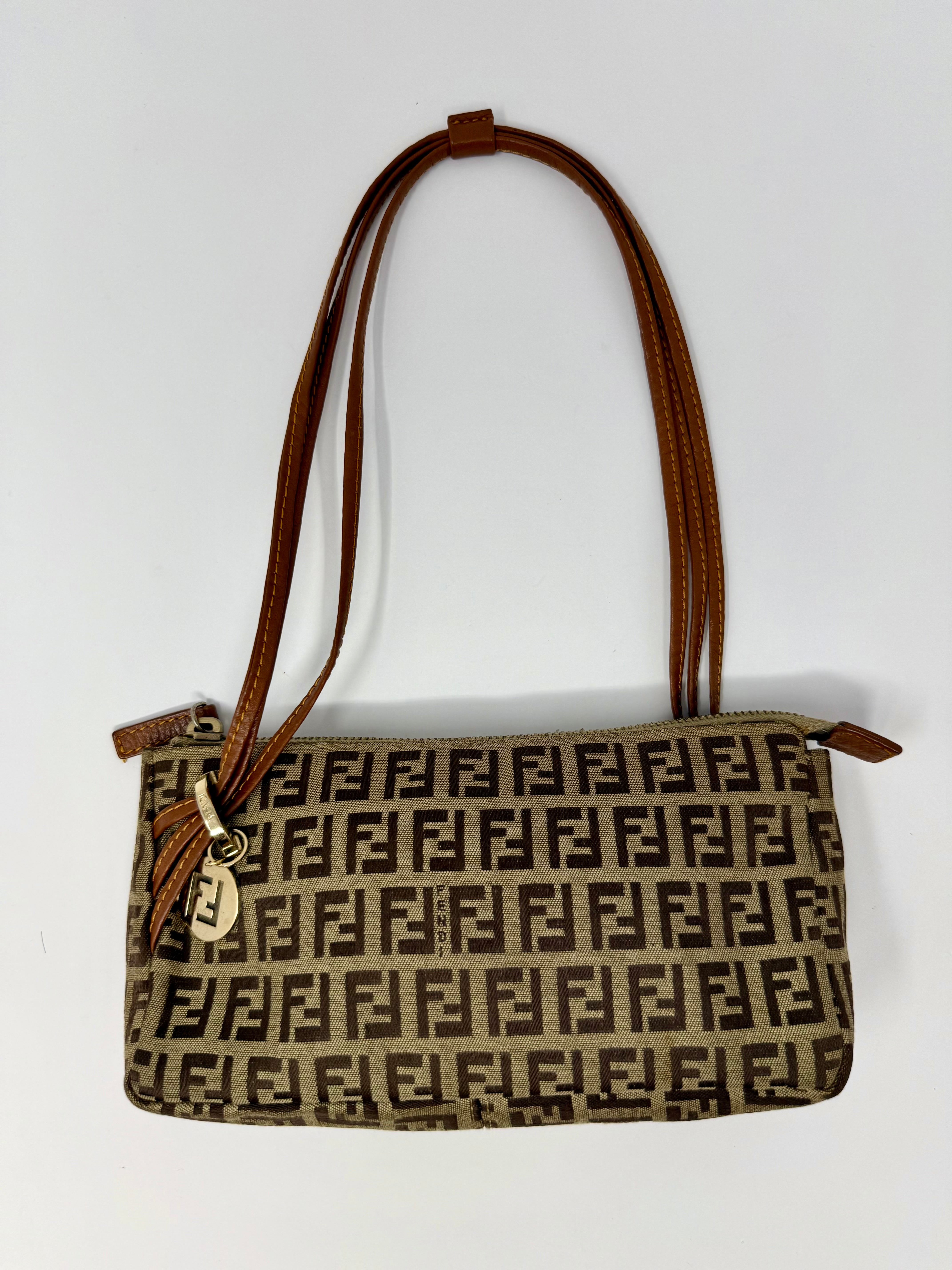 Vintage Y2K Fendi Zucchino Triple-Strap Pochette Shoulder Bag