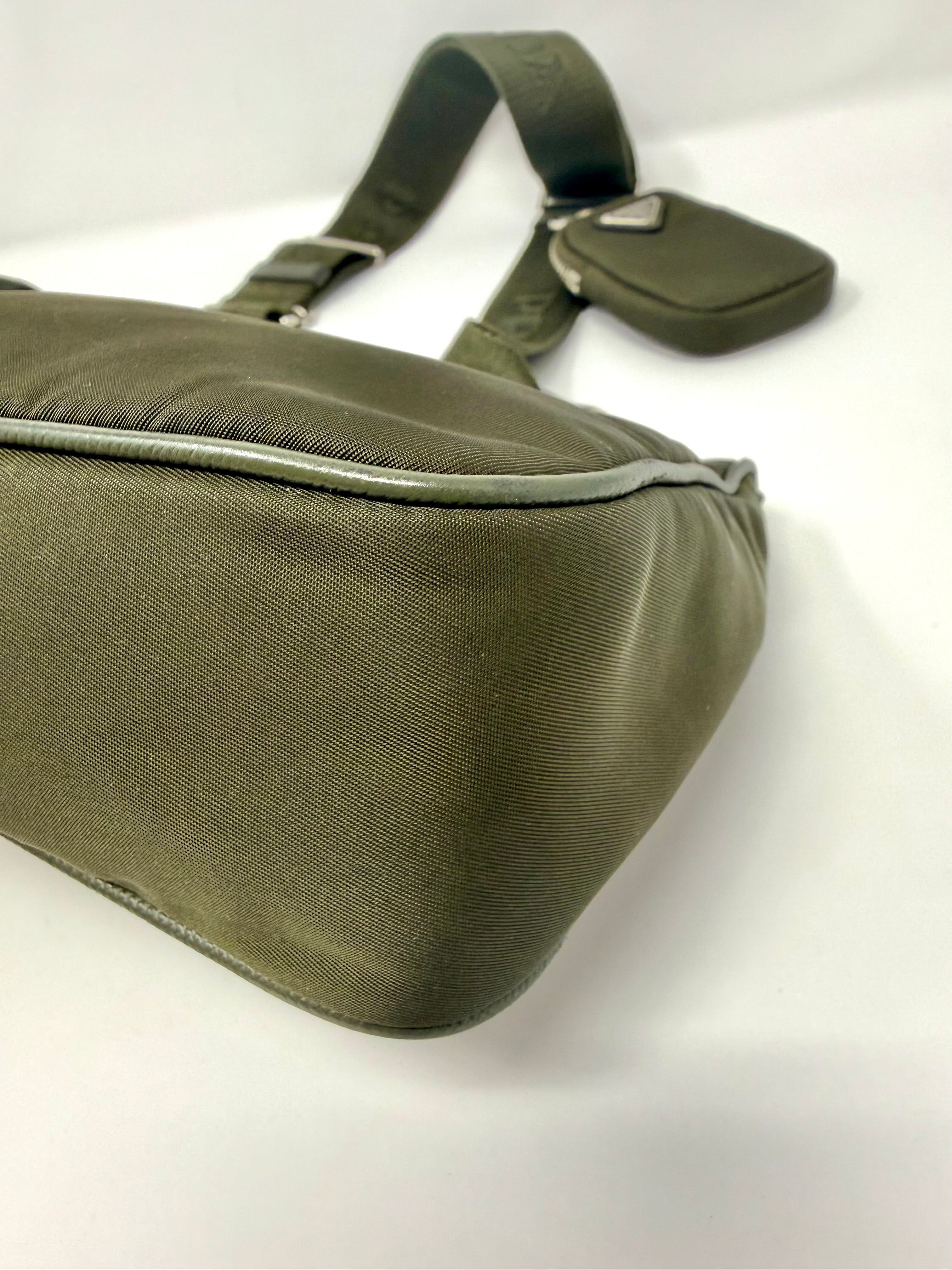 Prada Re-Edition 2005 Nylon Shoulder Bag in Deep Green