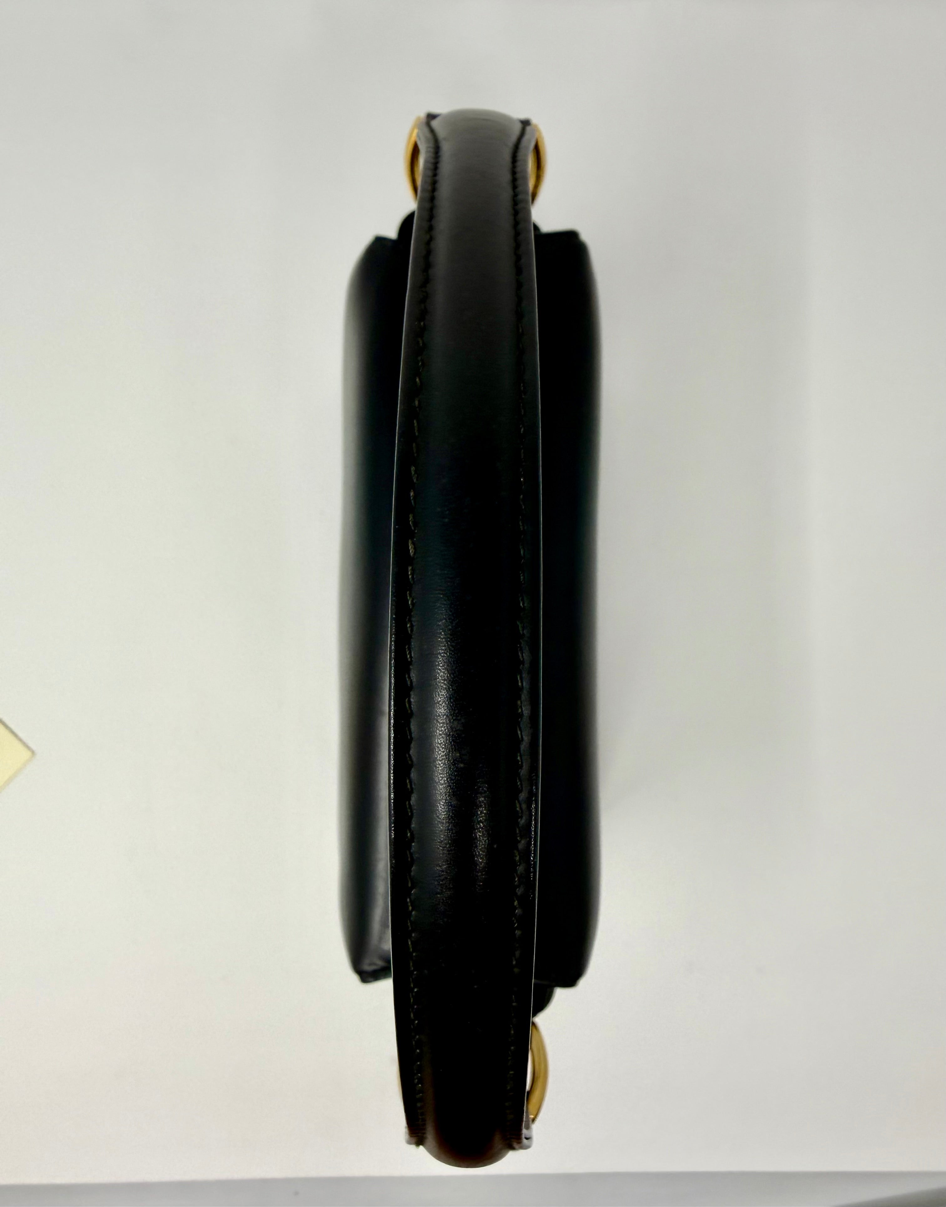 Vintage Gucci Bamboo 2-Way Top Handle Bag Black Leather