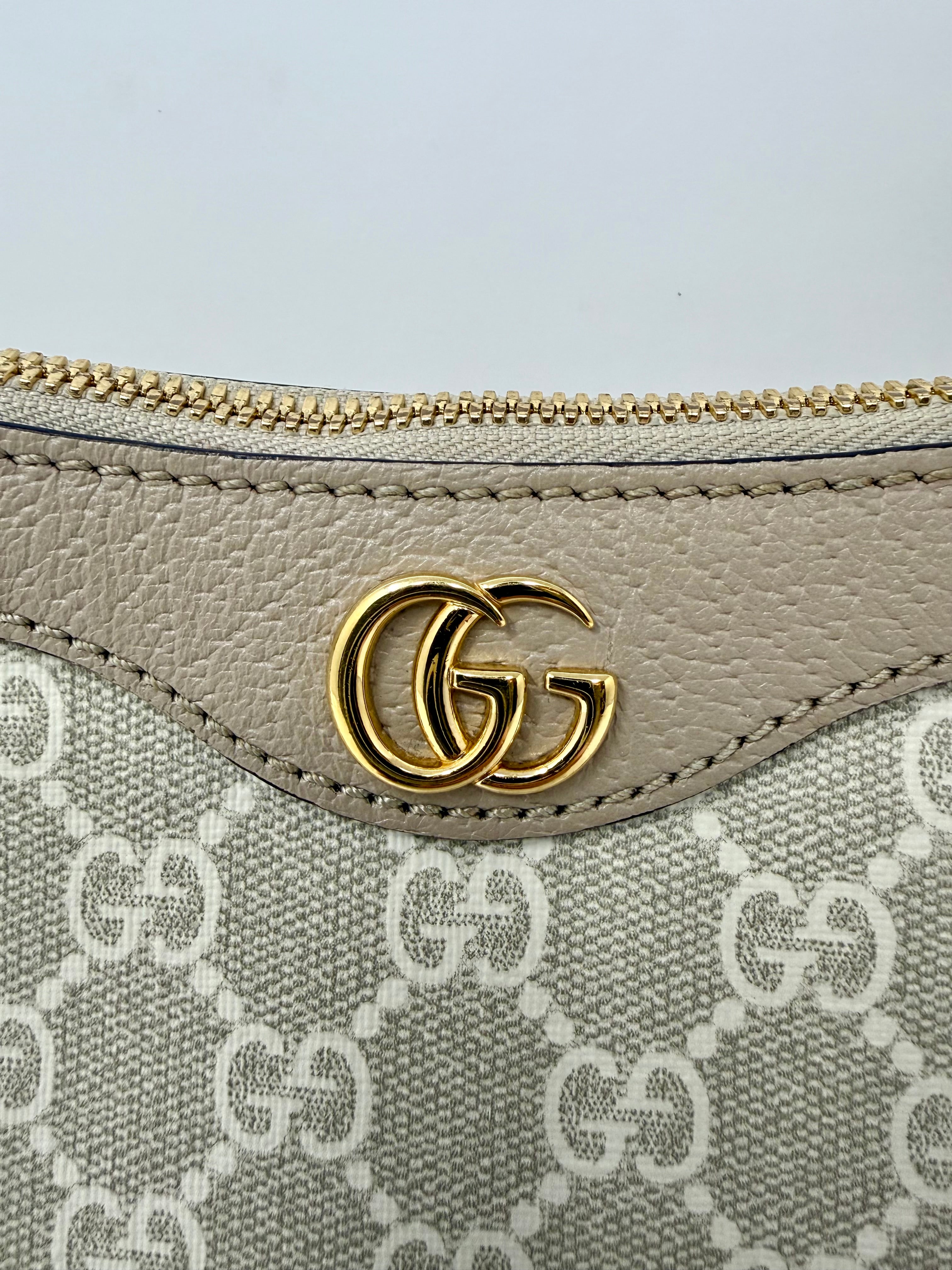 Gucci Ophidia Small Shoulder Bag – GG Supreme Monogram, Beige, Gold Hardware, Like New