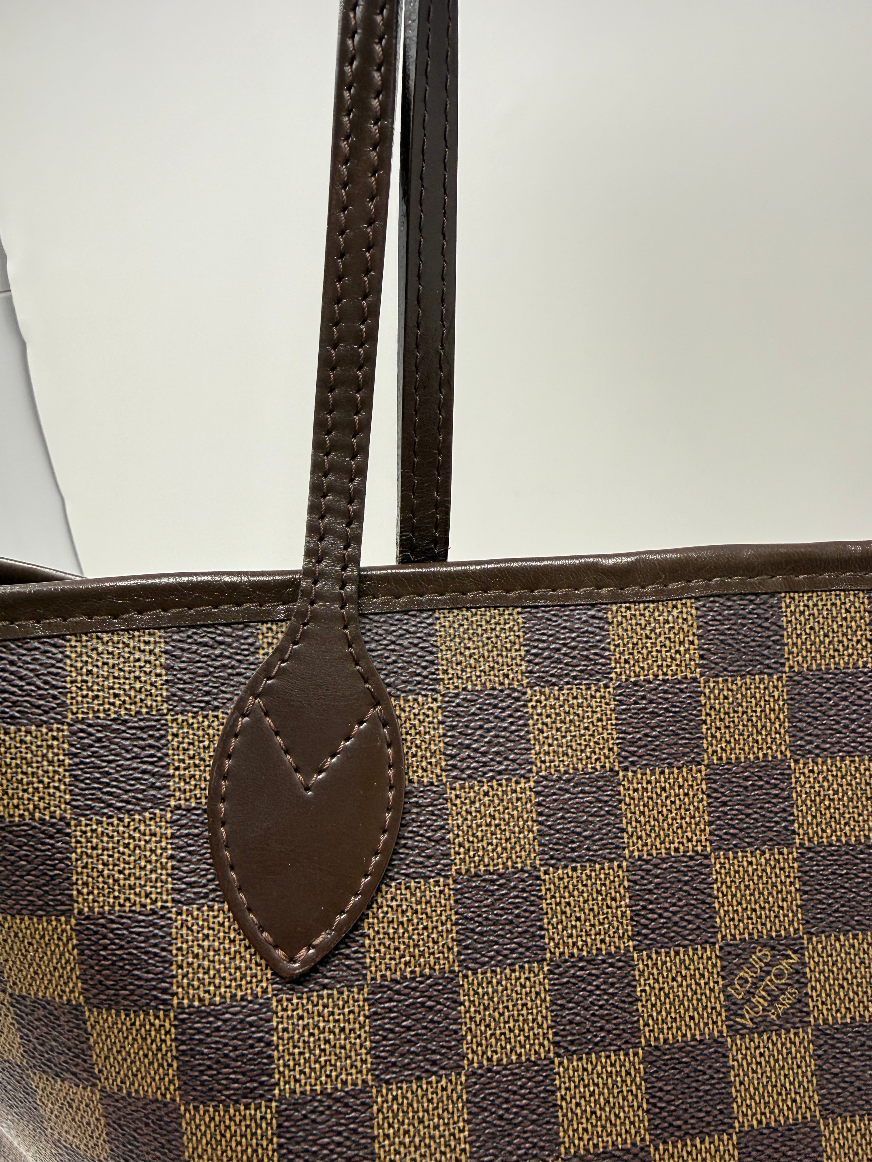 Louis Vuitton Neverfull MM Damier Ebene Tote Bag, Red Interior, 2008