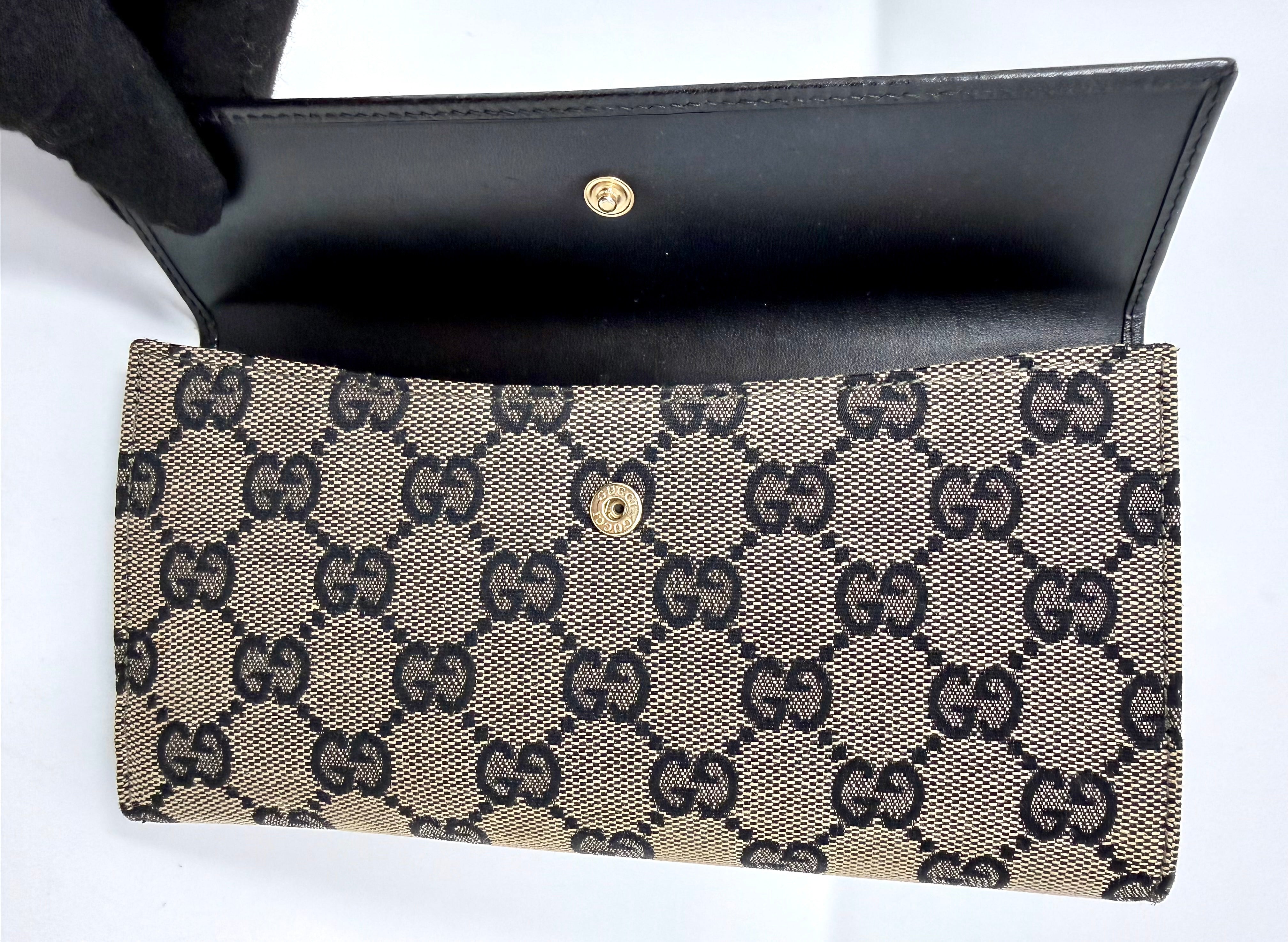 Gucci Jackie Continental Long Wallet – Black Leather, Vintage Y2K