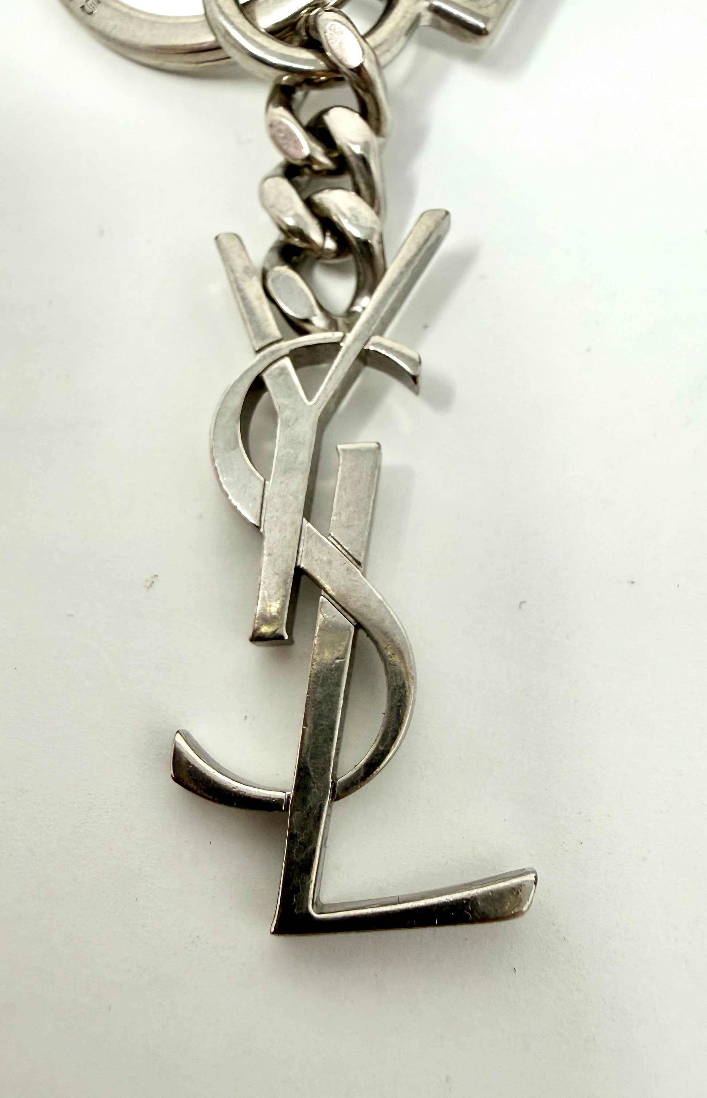 Saint Laurent Cassandre Black Leather Key Ring