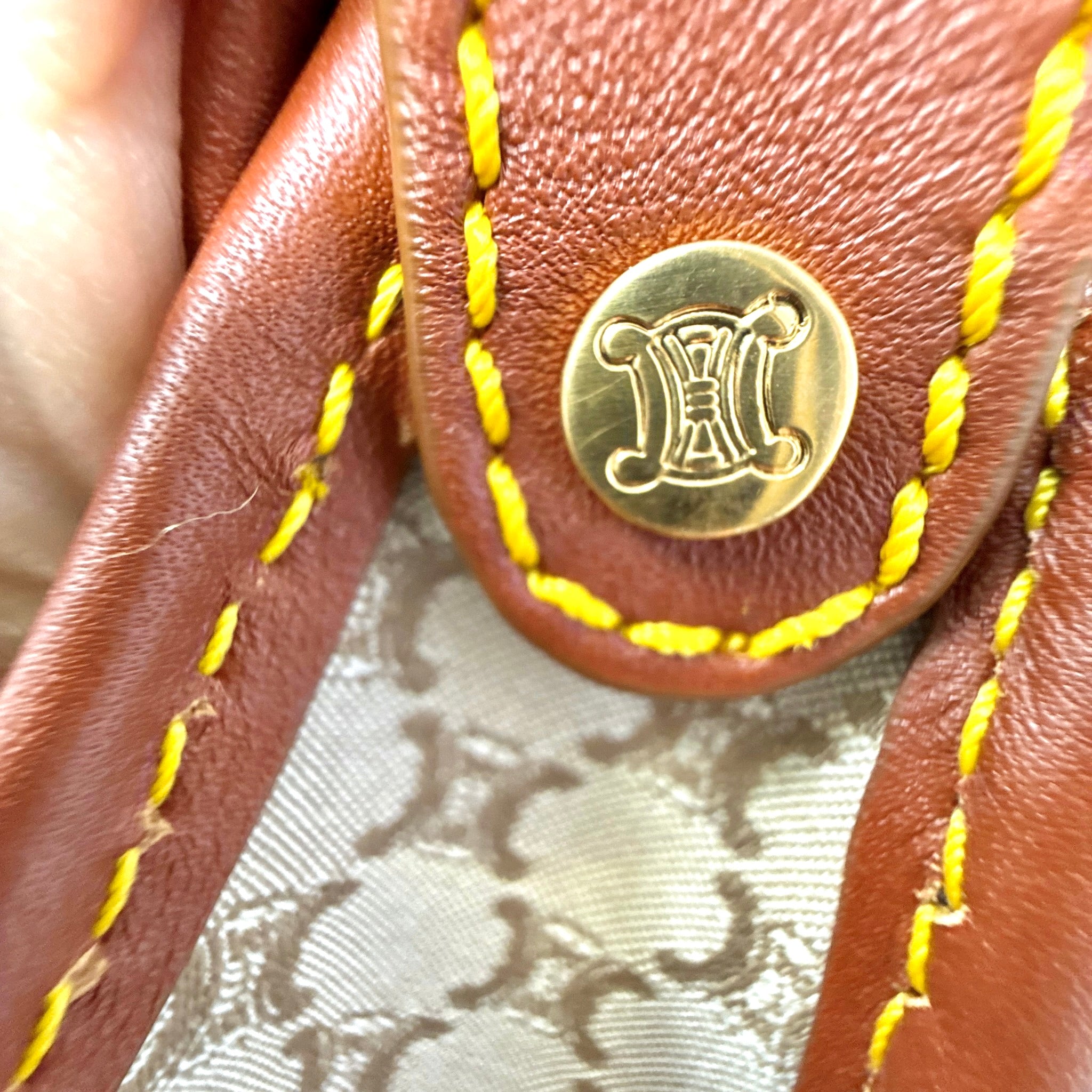 Vintage Céline Macadam Jacquard Flap Shoulder Bag | Beige & Brown