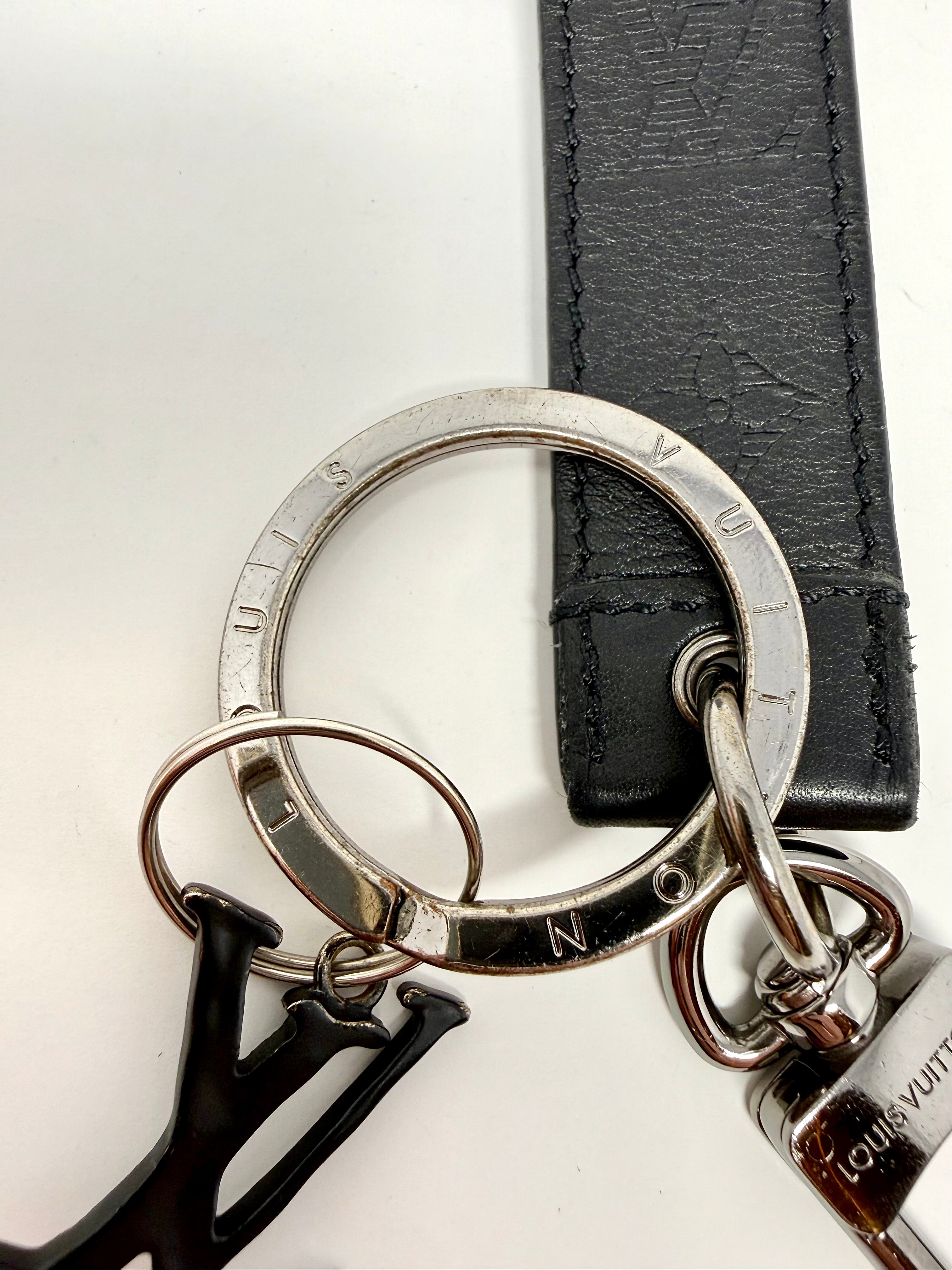 Louis Vuitton LV Shadow Dragonne Key Holder & Bag Charm – (M01298) Black, Full Set