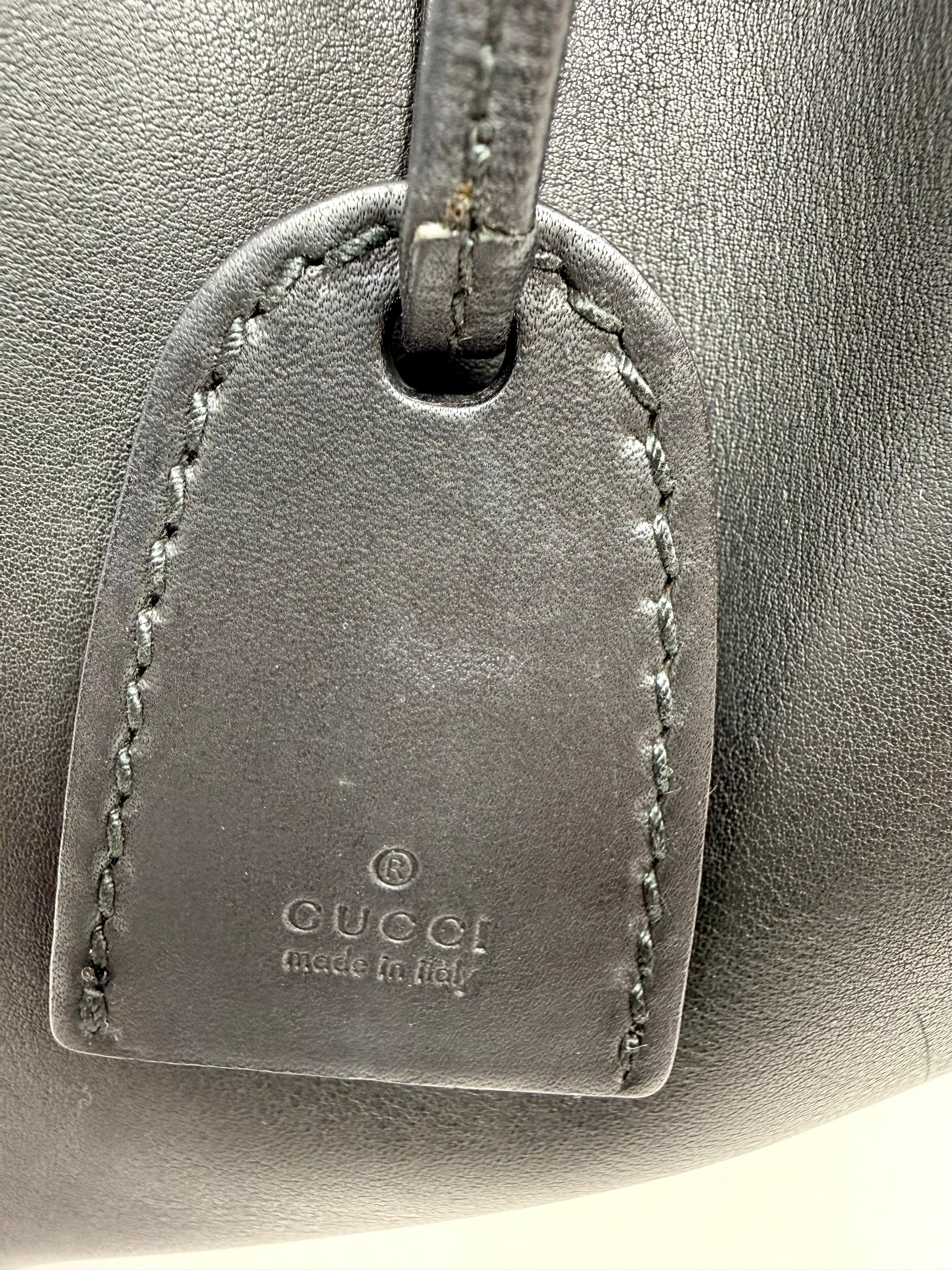 Vintage Gucci Vitello Black Calfskin Tote with Pouch