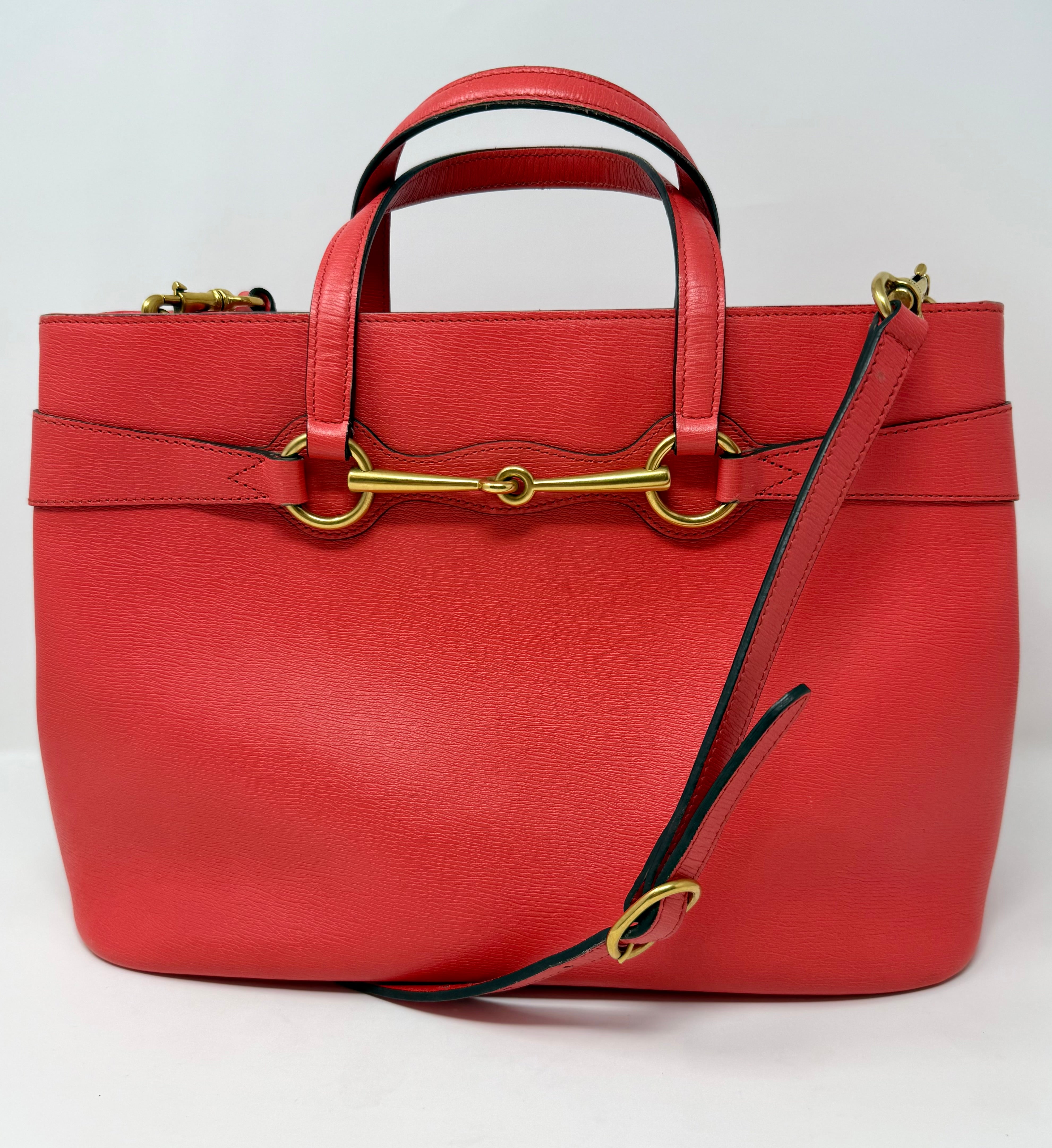 Gucci Bright Bit Medium Leather Tote in Coral