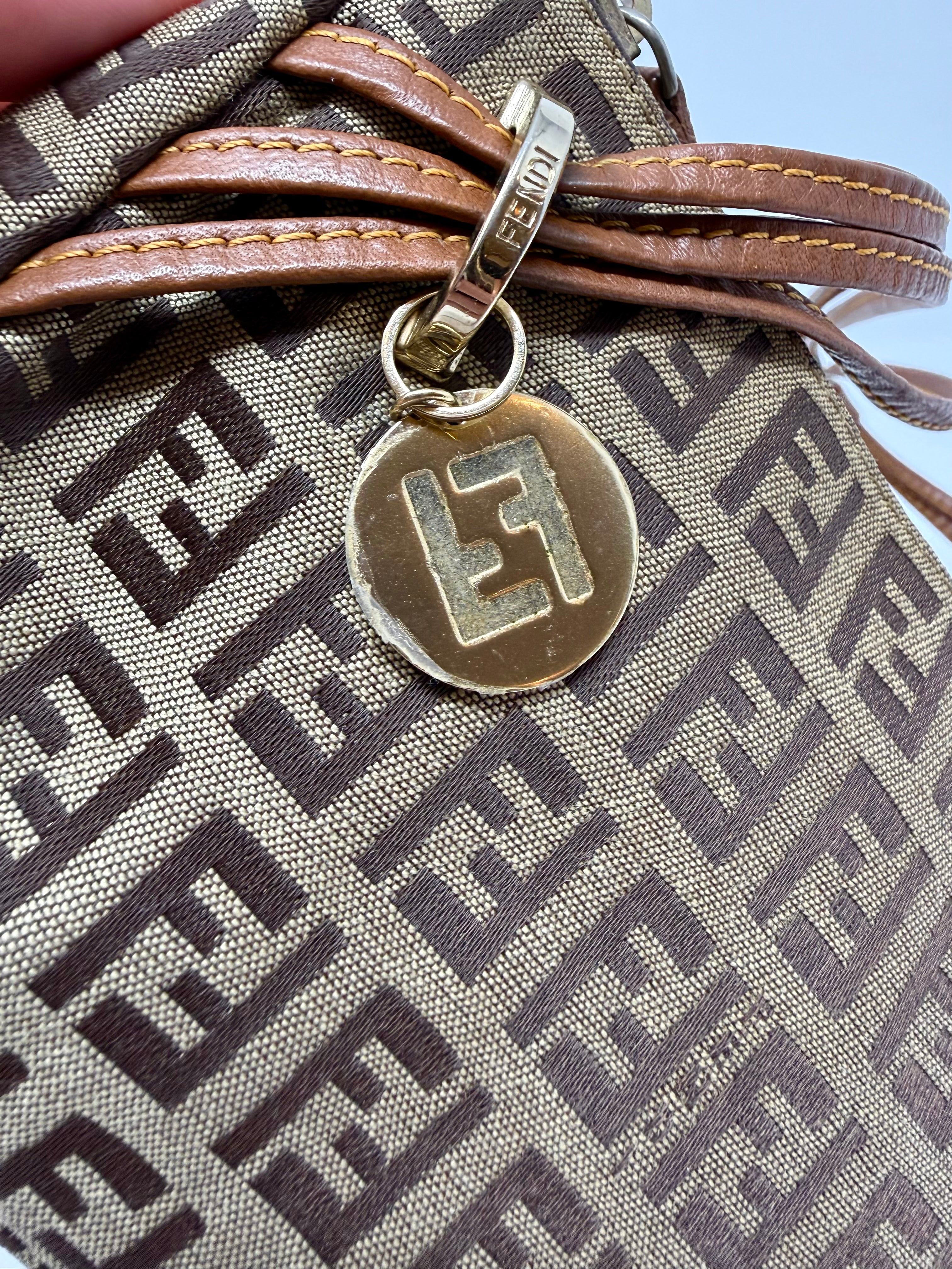 Vintage Y2K Fendi Zucchino Triple-Strap Pochette Shoulder Bag