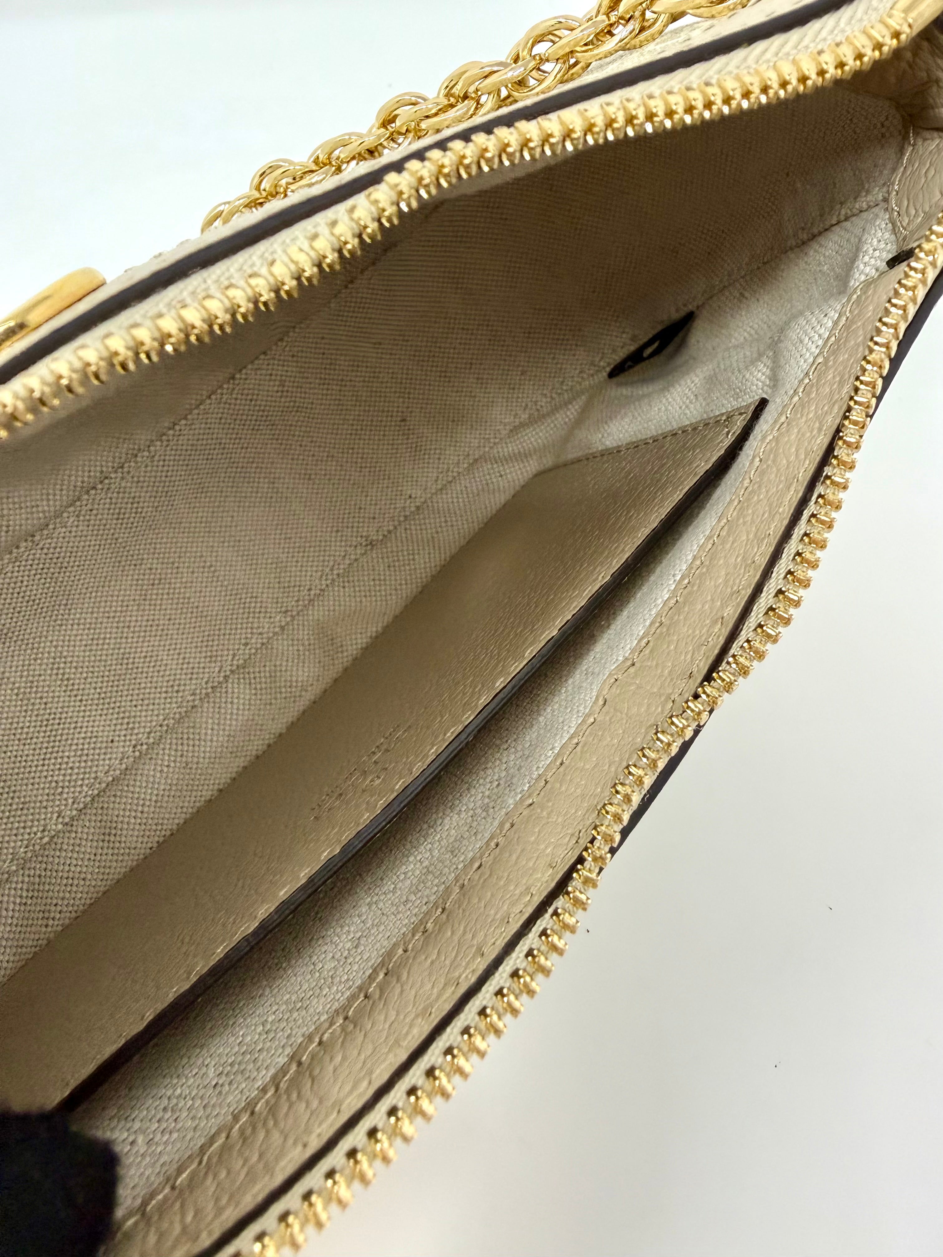 Gucci Ophidia Small Shoulder Bag – GG Supreme Monogram, Beige, Gold Hardware, Like New