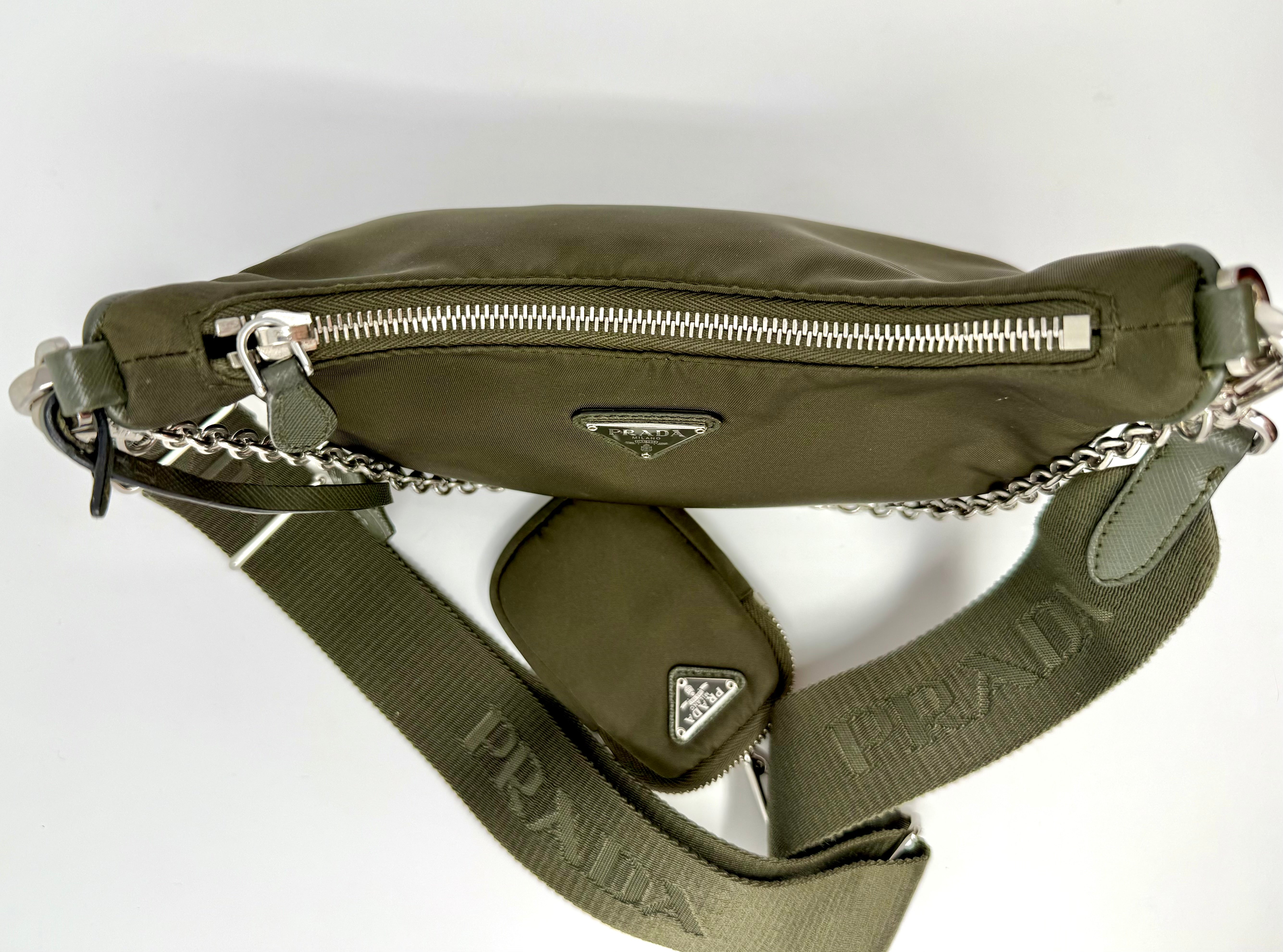 Prada Re-Edition 2005 Nylon Shoulder Bag in Deep Green