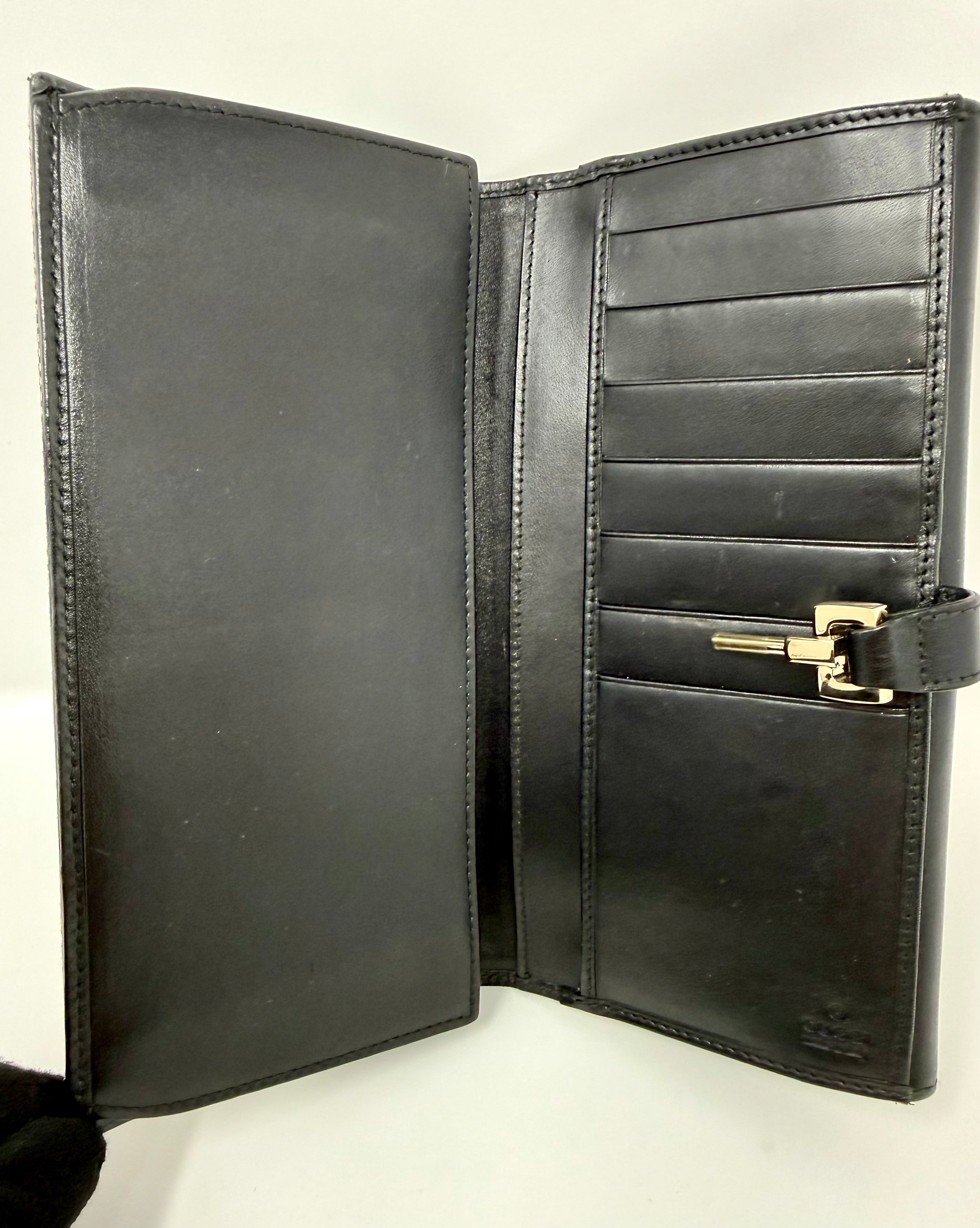 Gucci Jackie Continental Long Wallet – Black Leather, Vintage Y2K