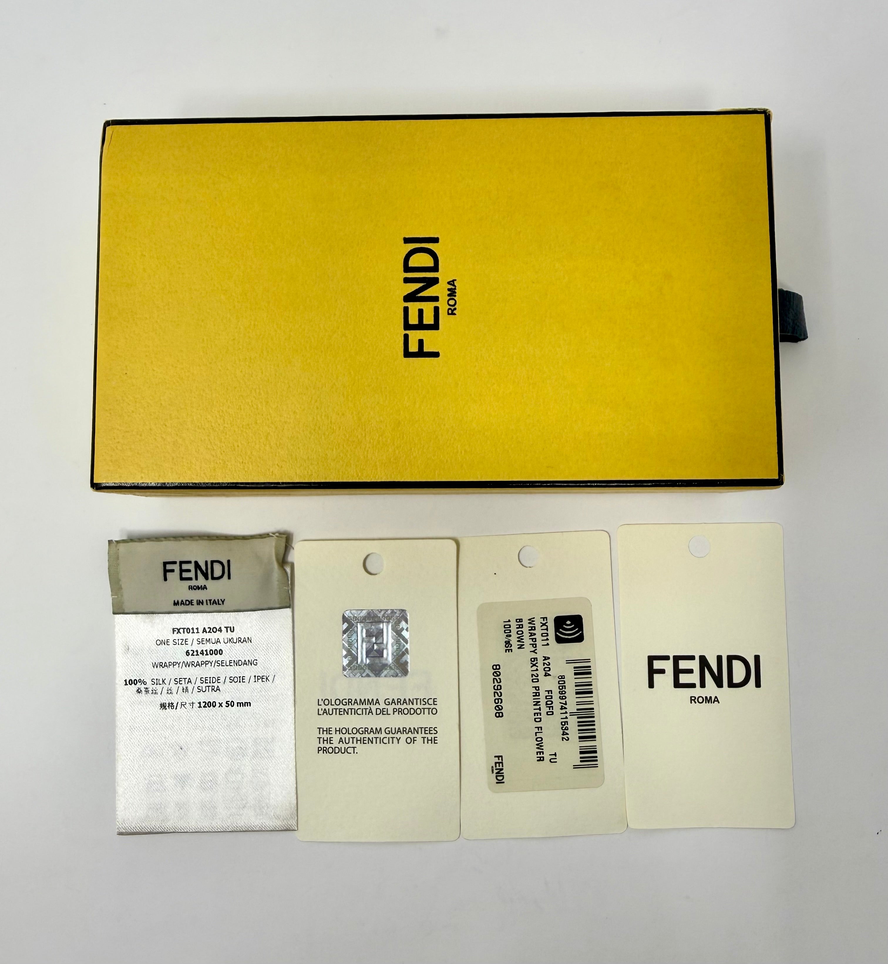Fendi Graffiti Wrappy Silk Bandeau – Brown & Turquoise