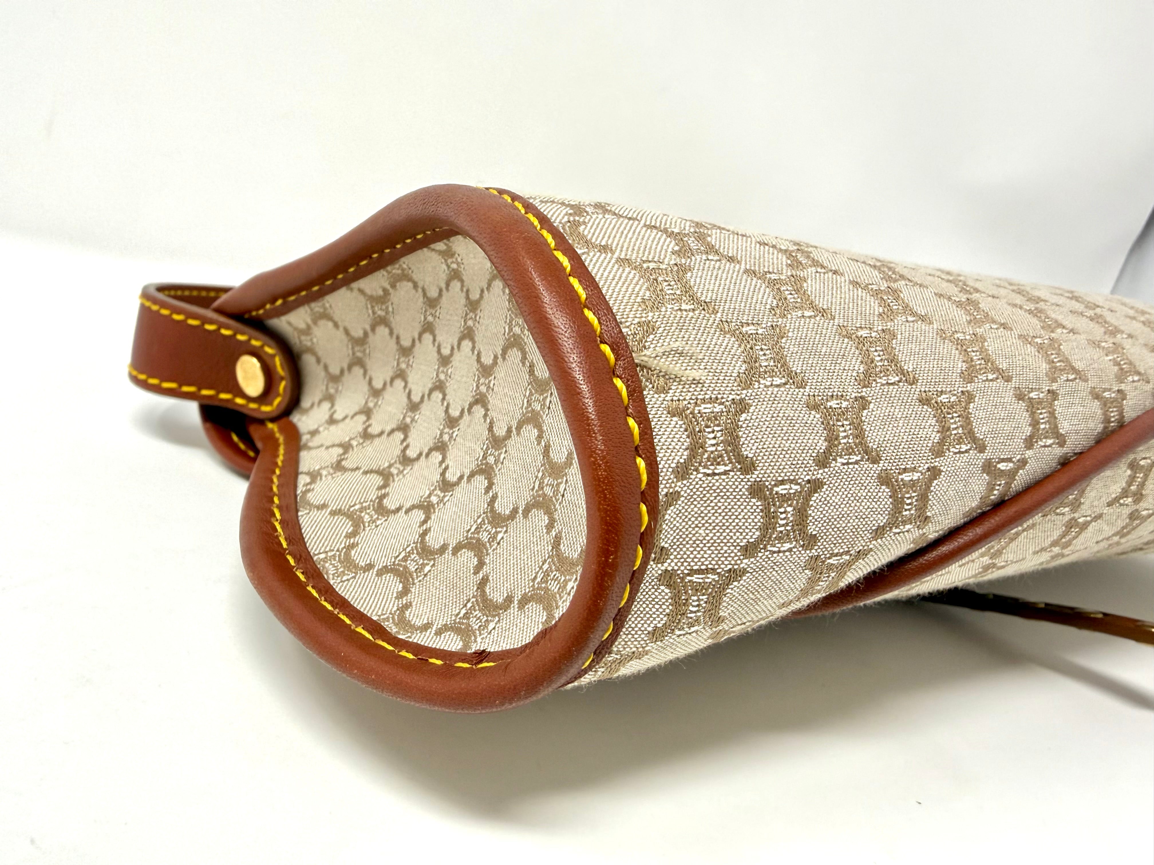Vintage Céline Macadam Jacquard Flap Shoulder Bag | Beige & Brown