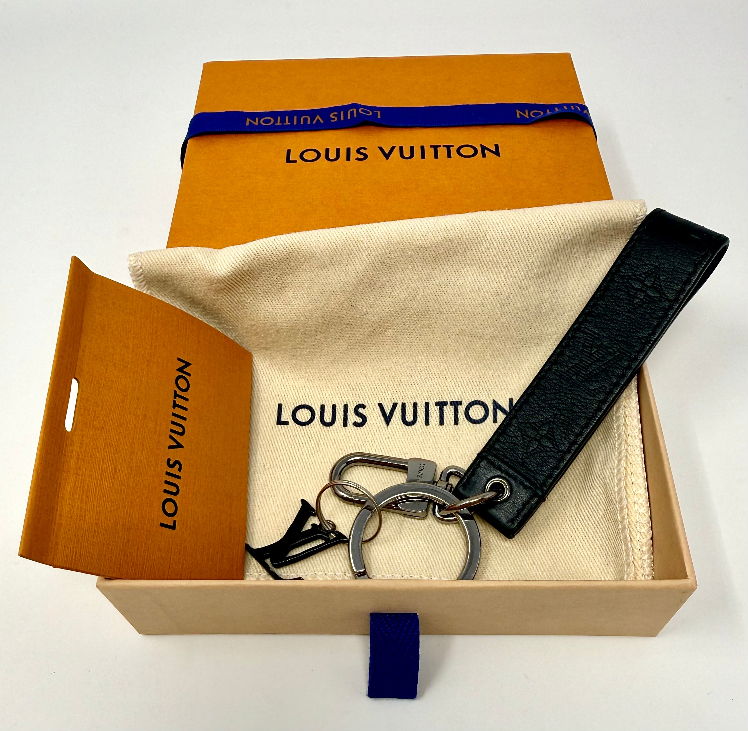Louis Vuitton LV Shadow Dragonne Key Holder & Bag Charm – (M01298) Black, Full Set