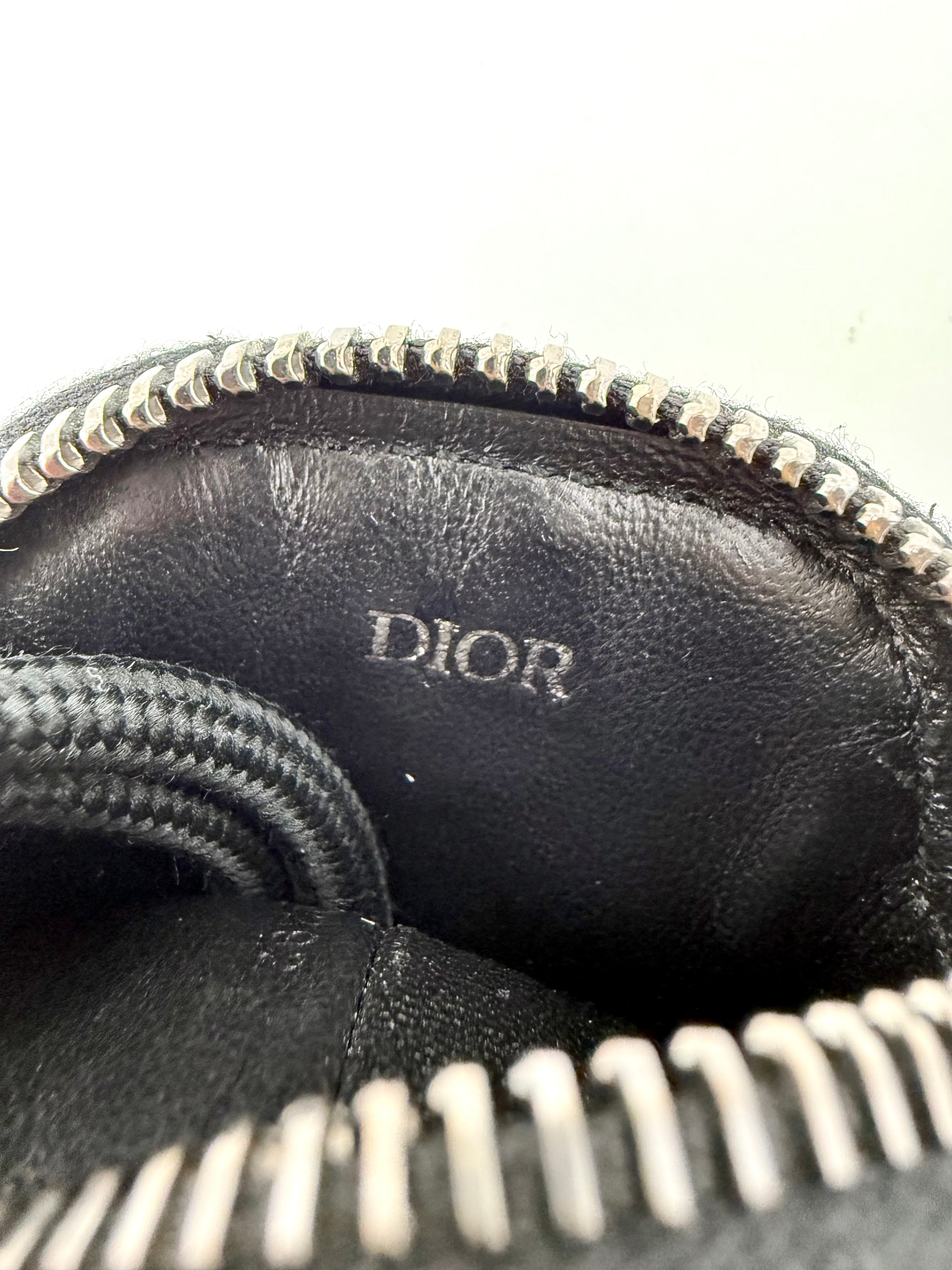 Dior Oblique Zipped Key Pouch with Adjustable Cord – Navy & Beige