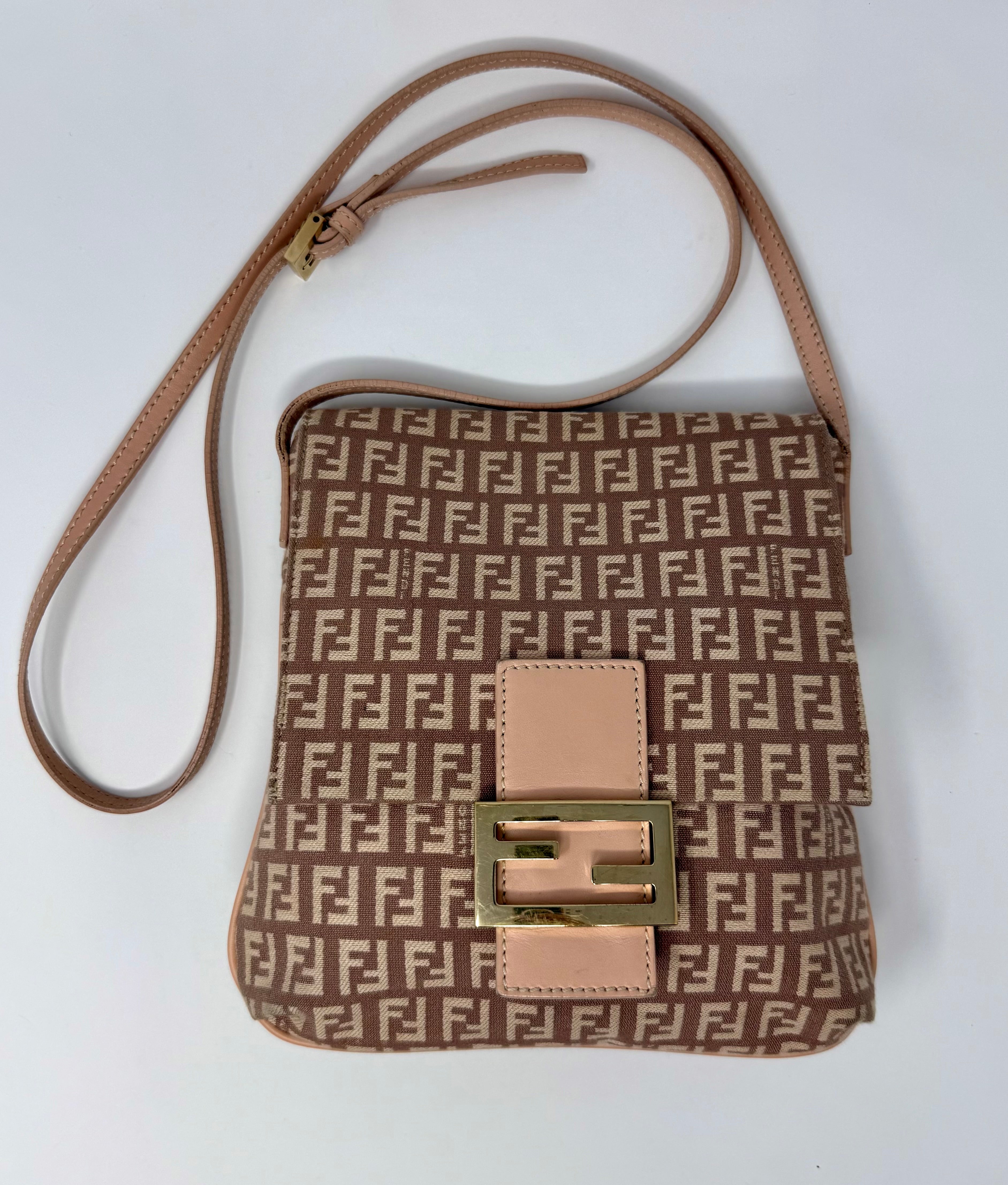 Fendi Vintage Zucchino FF Canvas Crossbody Bag