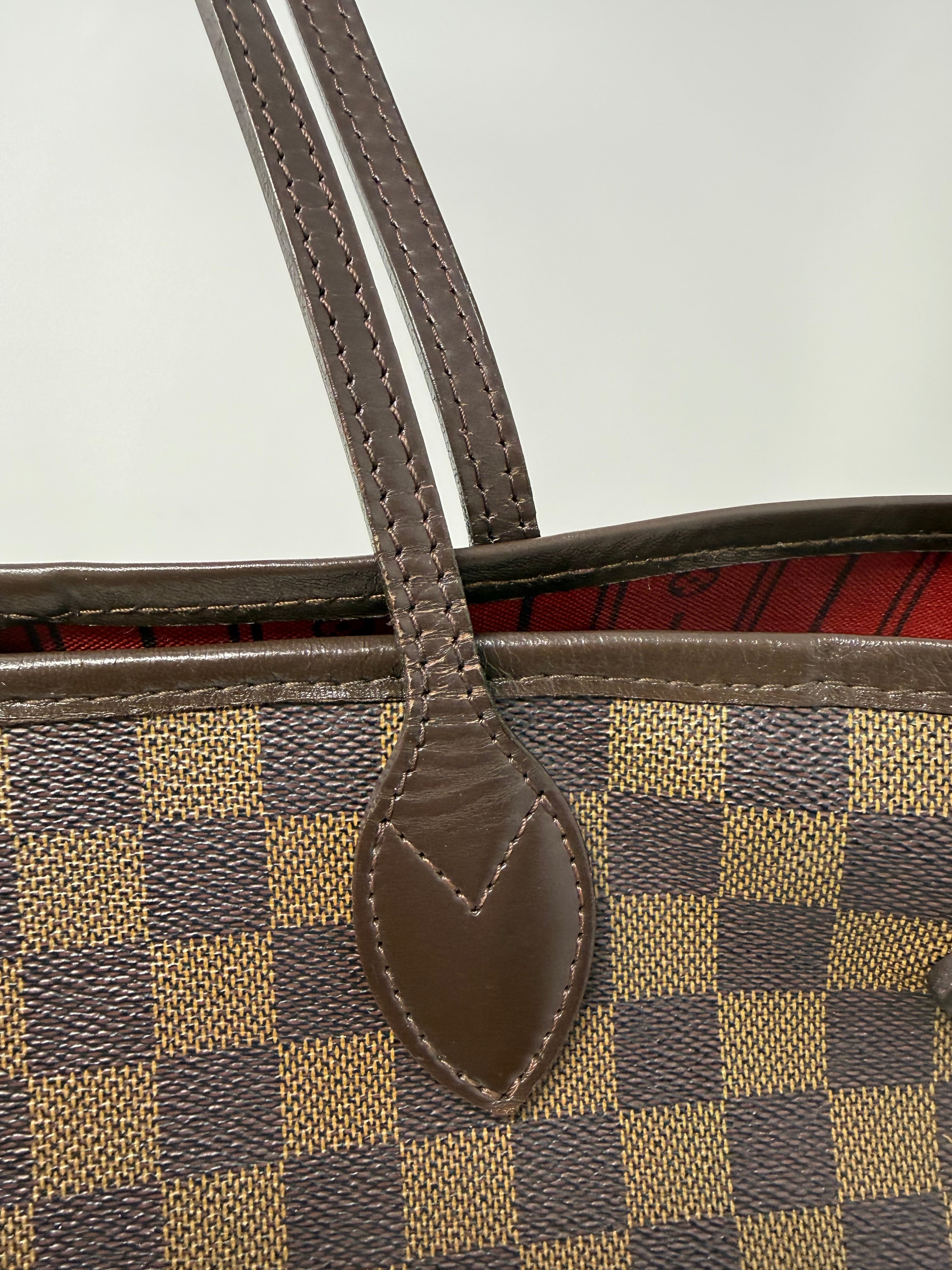 Louis Vuitton Neverfull MM Damier Ebene Tote Bag, Red Interior, 2008