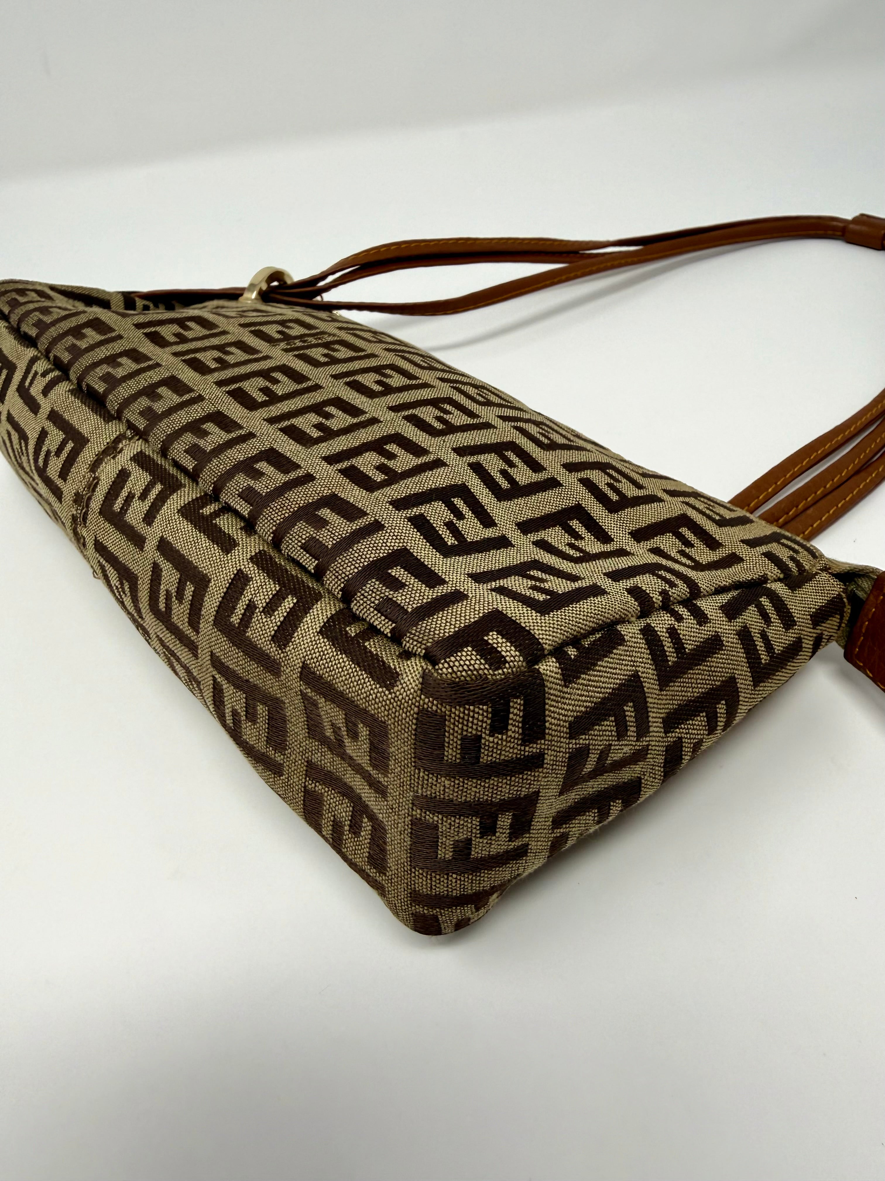 Vintage Y2K Fendi Zucchino Triple-Strap Pochette Shoulder Bag