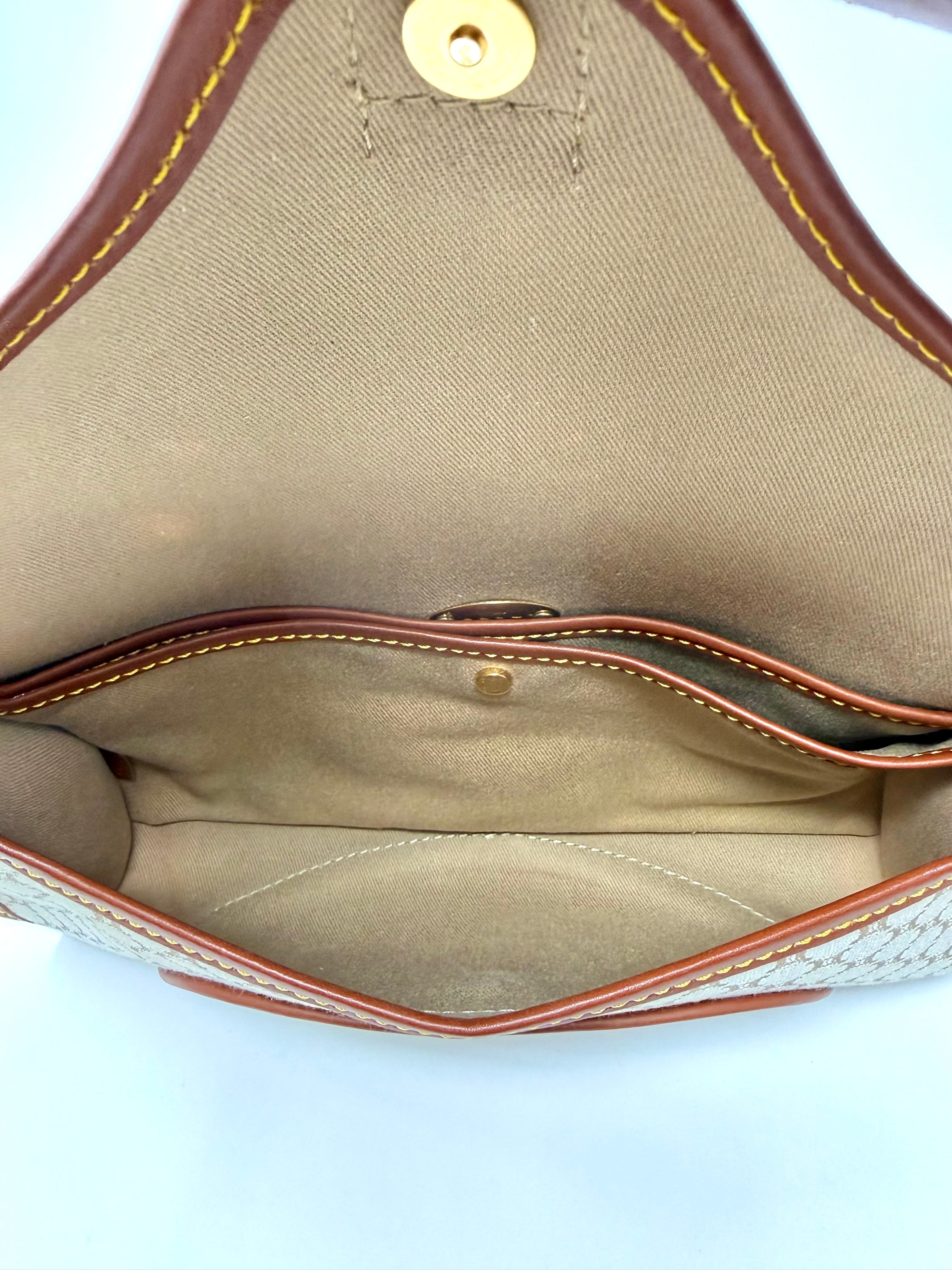 Vintage Céline Macadam Jacquard Flap Shoulder Bag | Beige & Brown