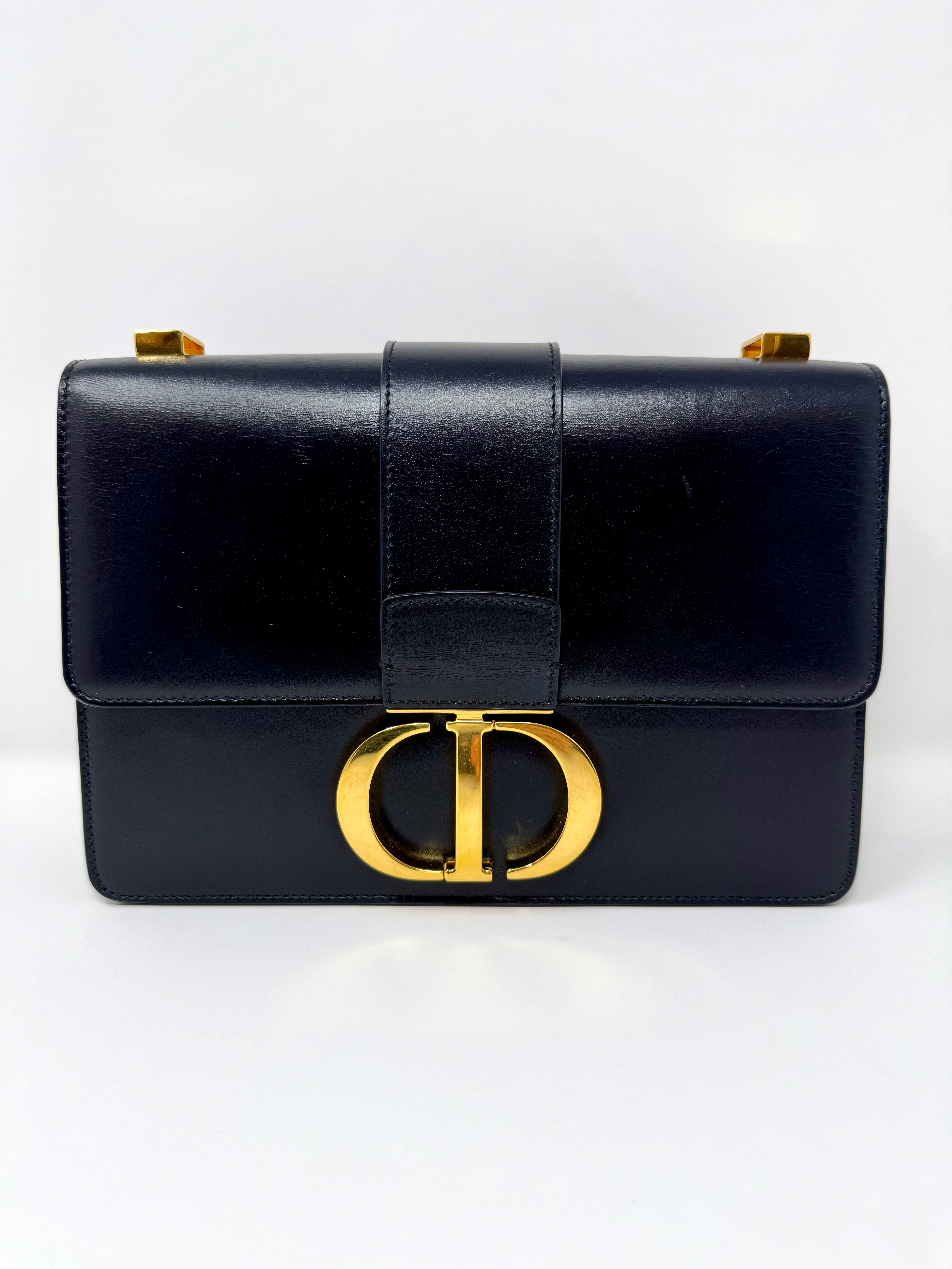 Christian Dior 30 Montaigne Flap Bag – Black Box Calfskin, Gold Hardware