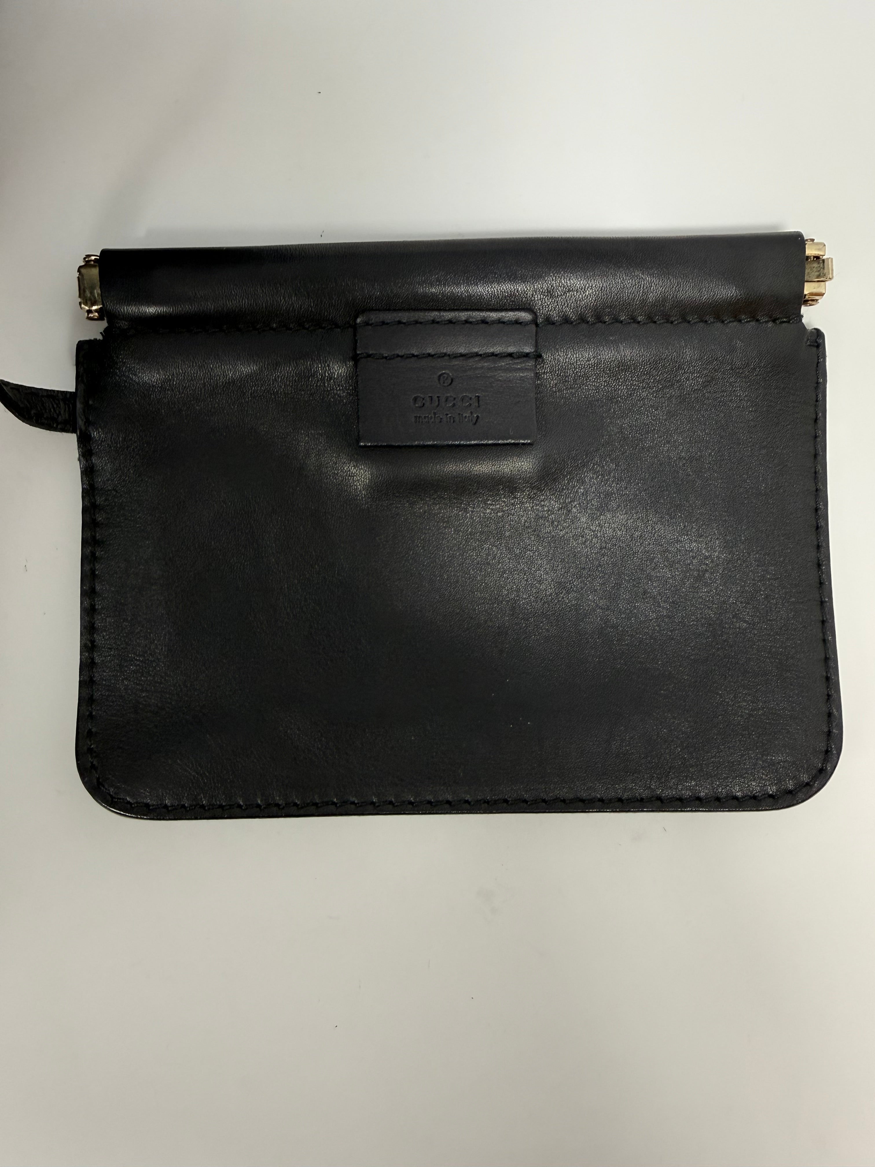 Vintage Gucci Vitello Black Calfskin Tote with Pouch