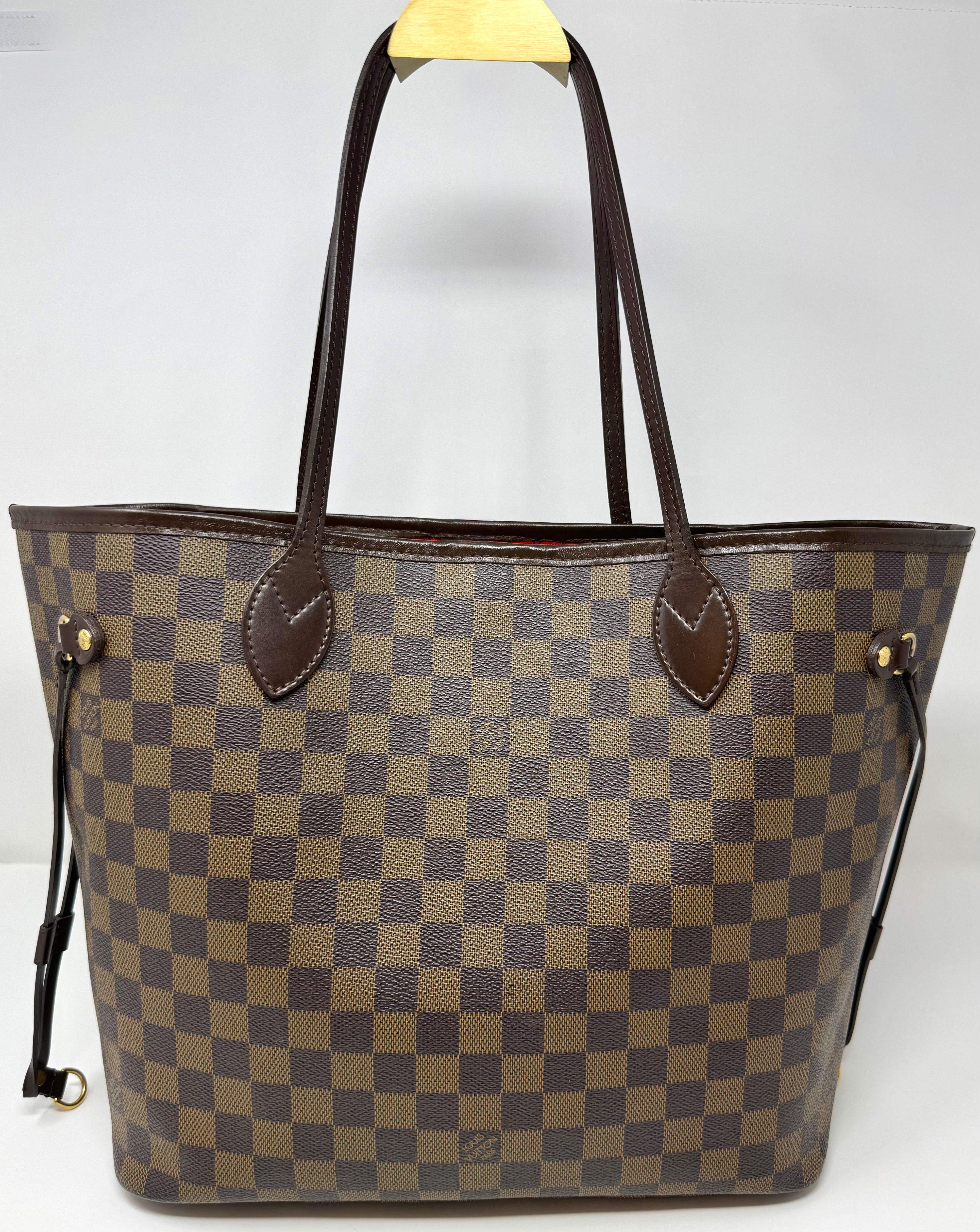Louis Vuitton Neverfull MM Damier Ebene Tote Bag, Red Interior, 2008