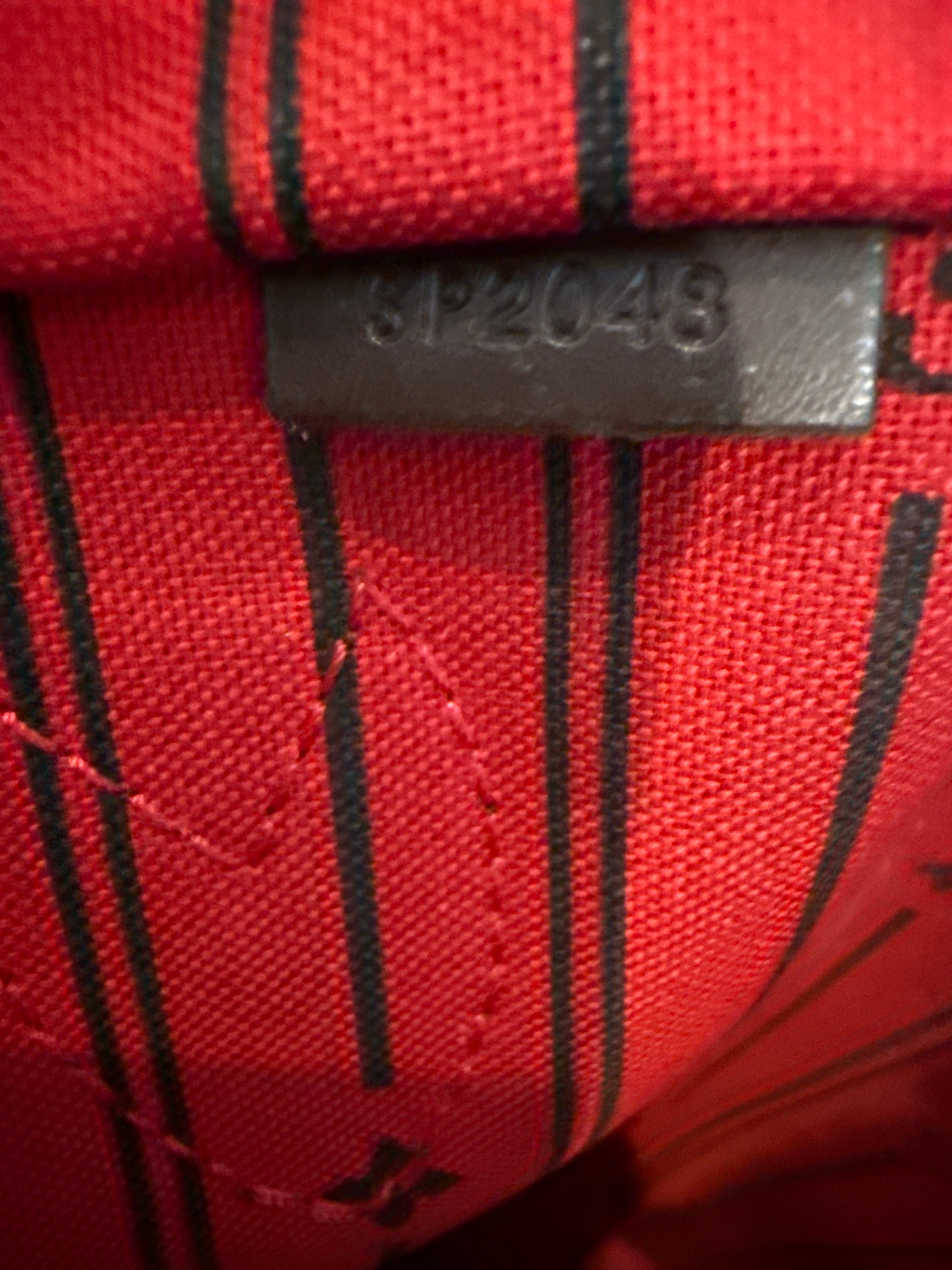 Louis Vuitton Neverfull MM Damier Ebene Tote Bag, Red Interior, 2008