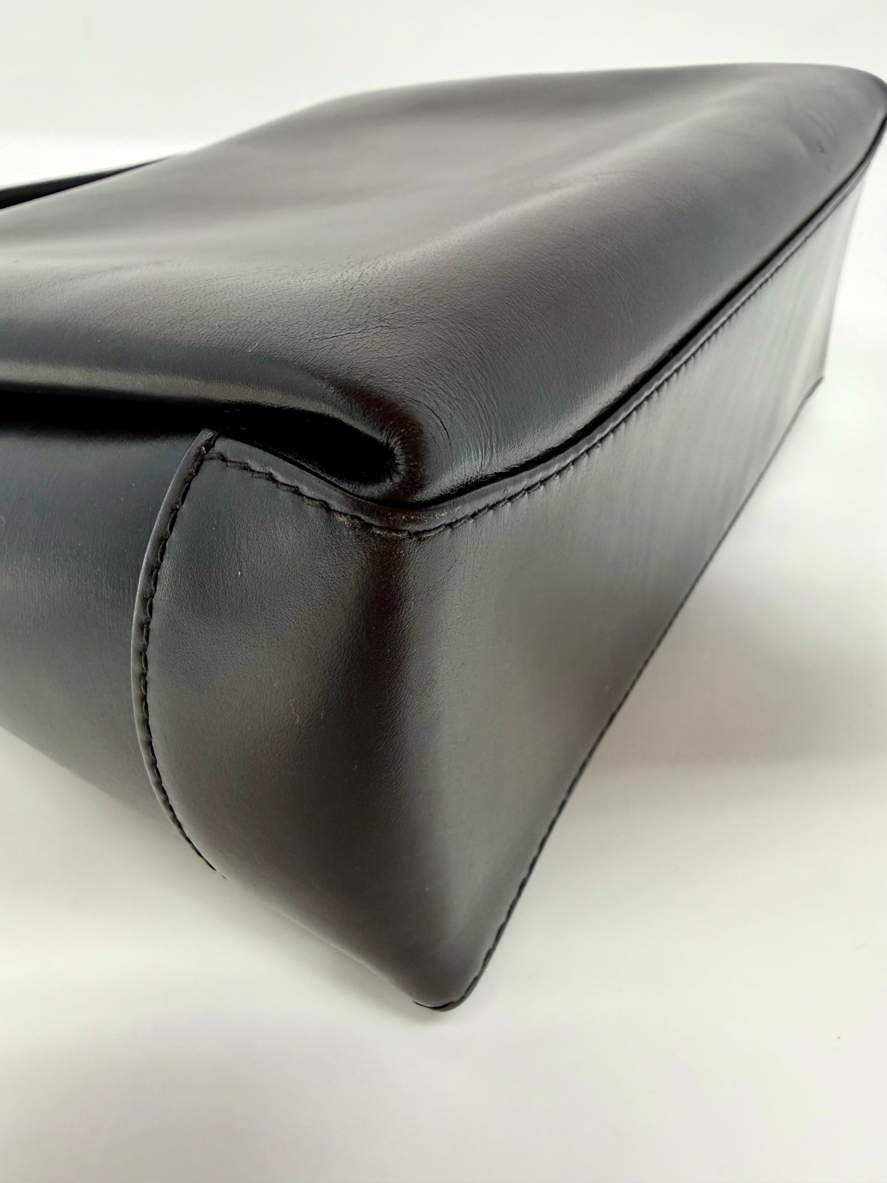 Vintage Gucci Bamboo 2-Way Top Handle Bag Black Leather