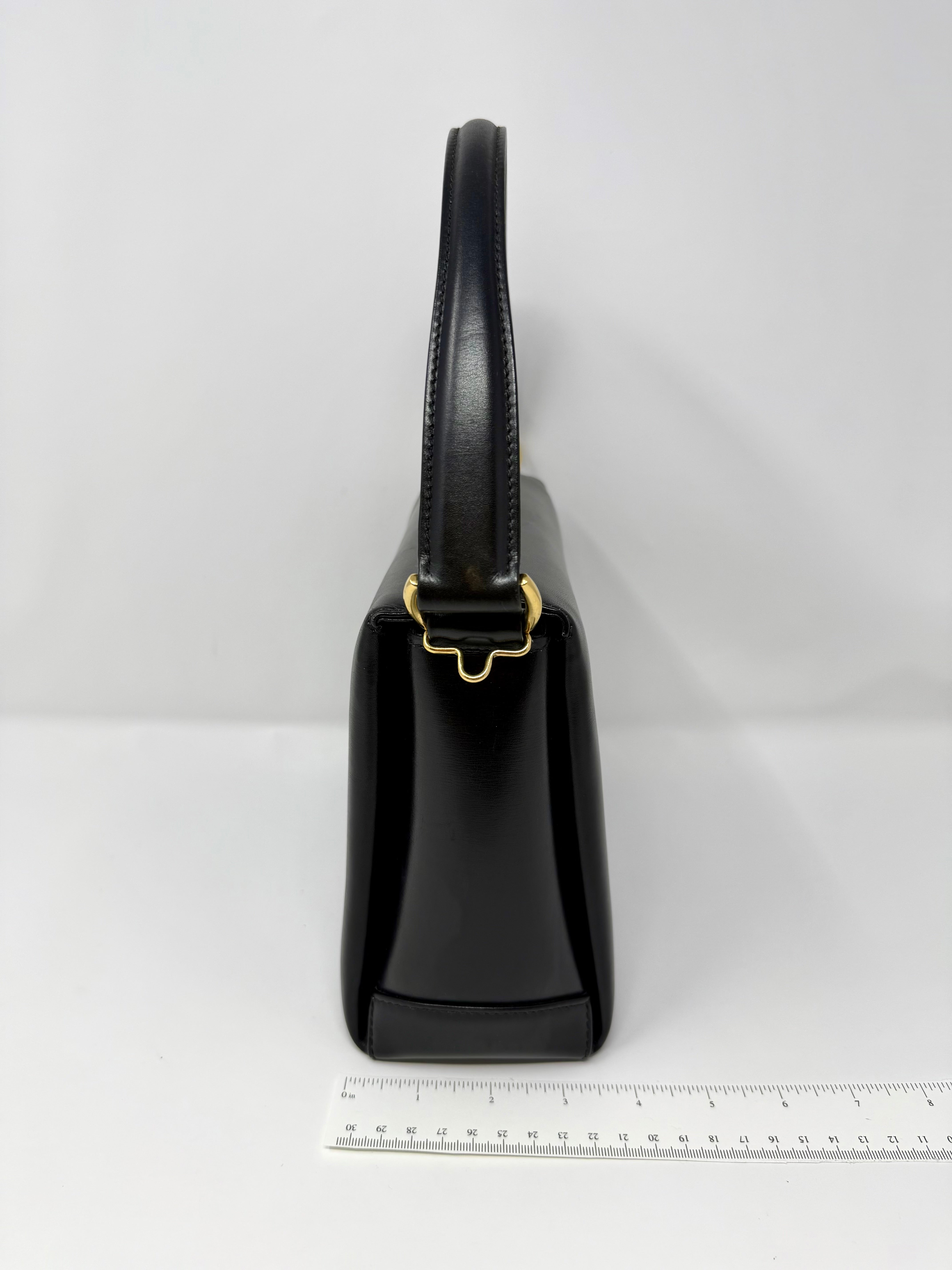 Vintage Gucci Bamboo 2-Way Top Handle Bag Black Leather