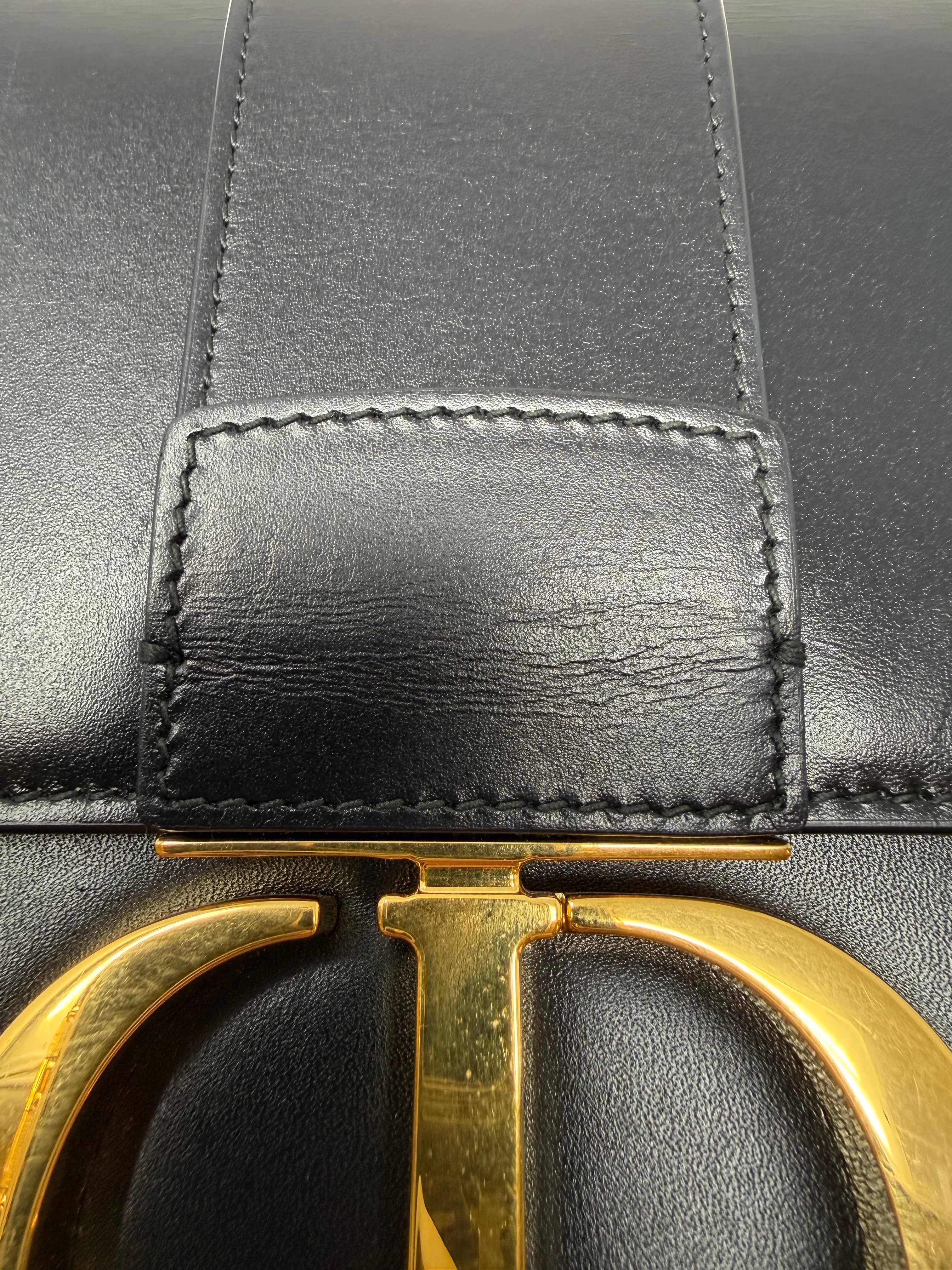 Christian Dior 30 Montaigne Flap Bag – Black Box Calfskin, Gold Hardware