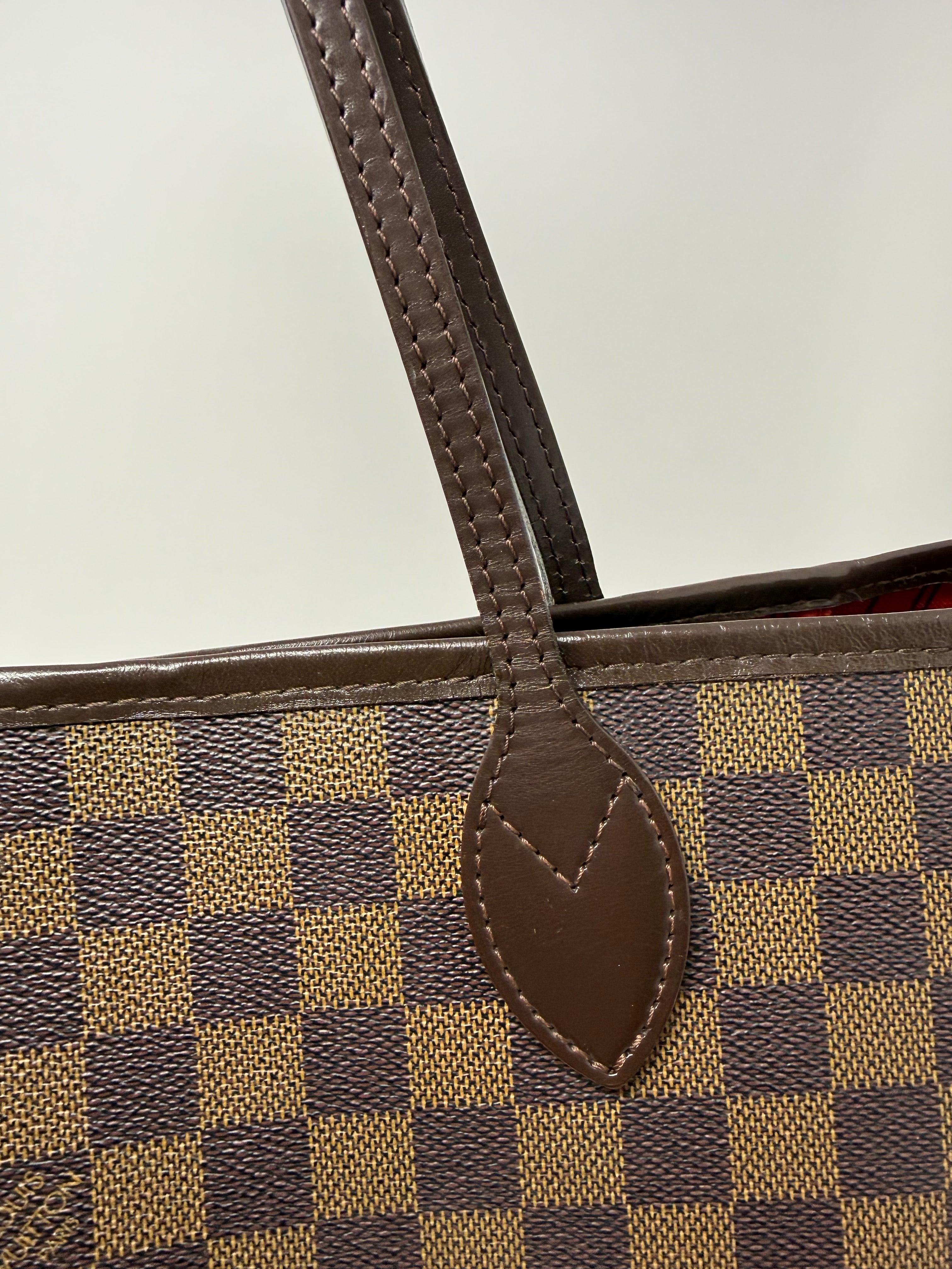 Louis Vuitton Neverfull MM Damier Ebene Tote Bag, Red Interior, 2008