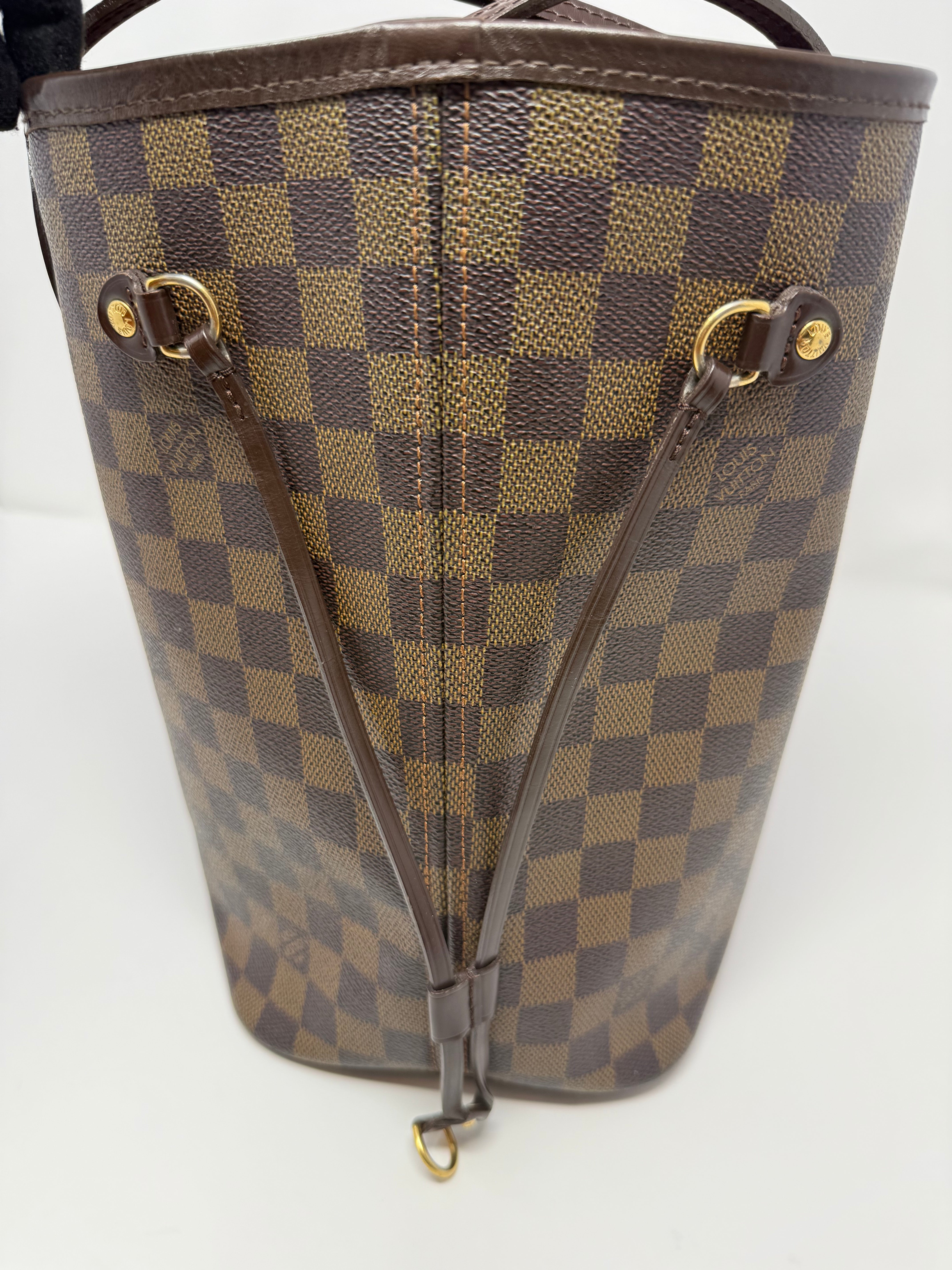Louis Vuitton Neverfull MM Damier Ebene Tote Bag, Red Interior, 2008
