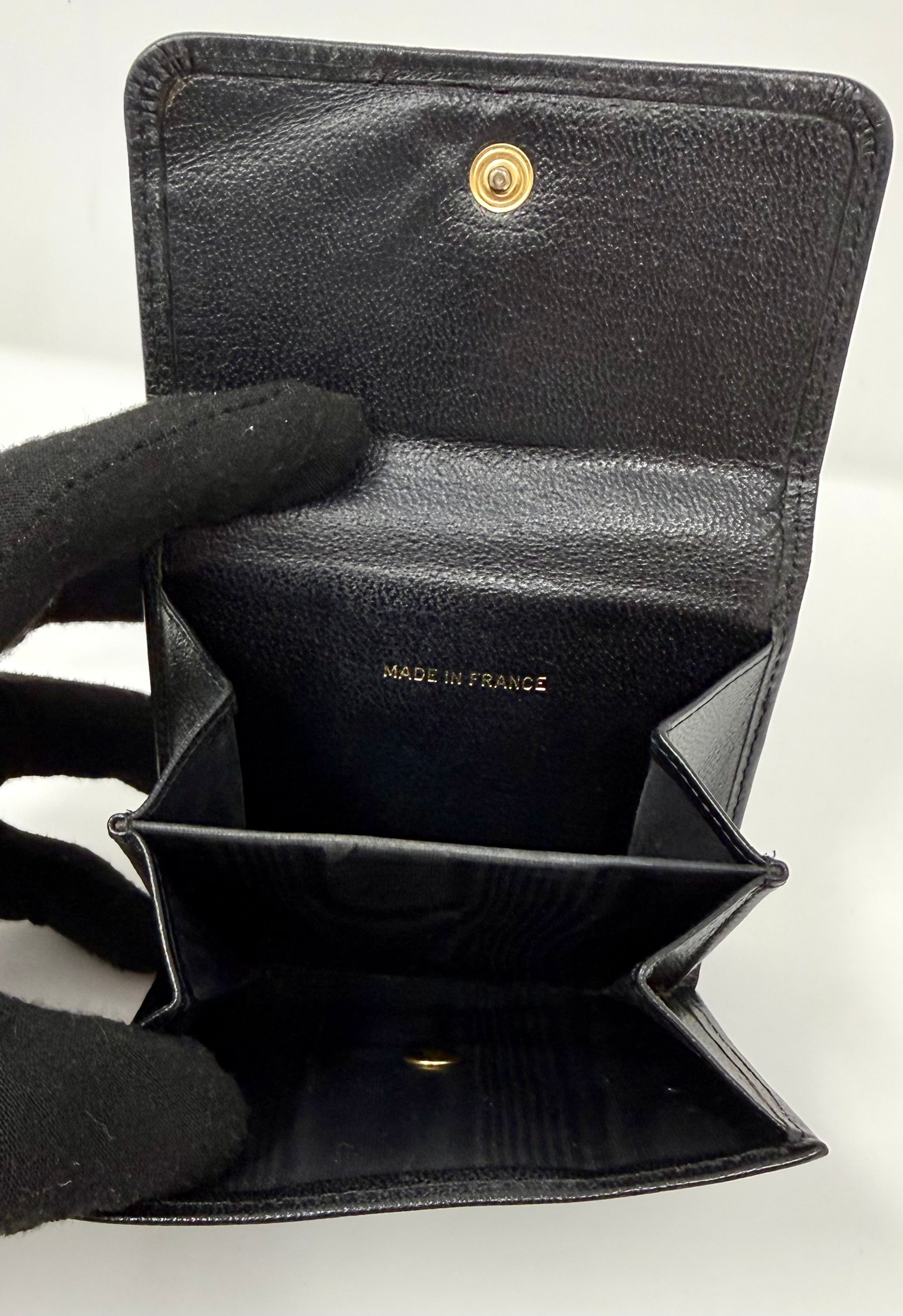 Vintage Chanel Black Caviar Compact Bifold Wallet – Gold CC