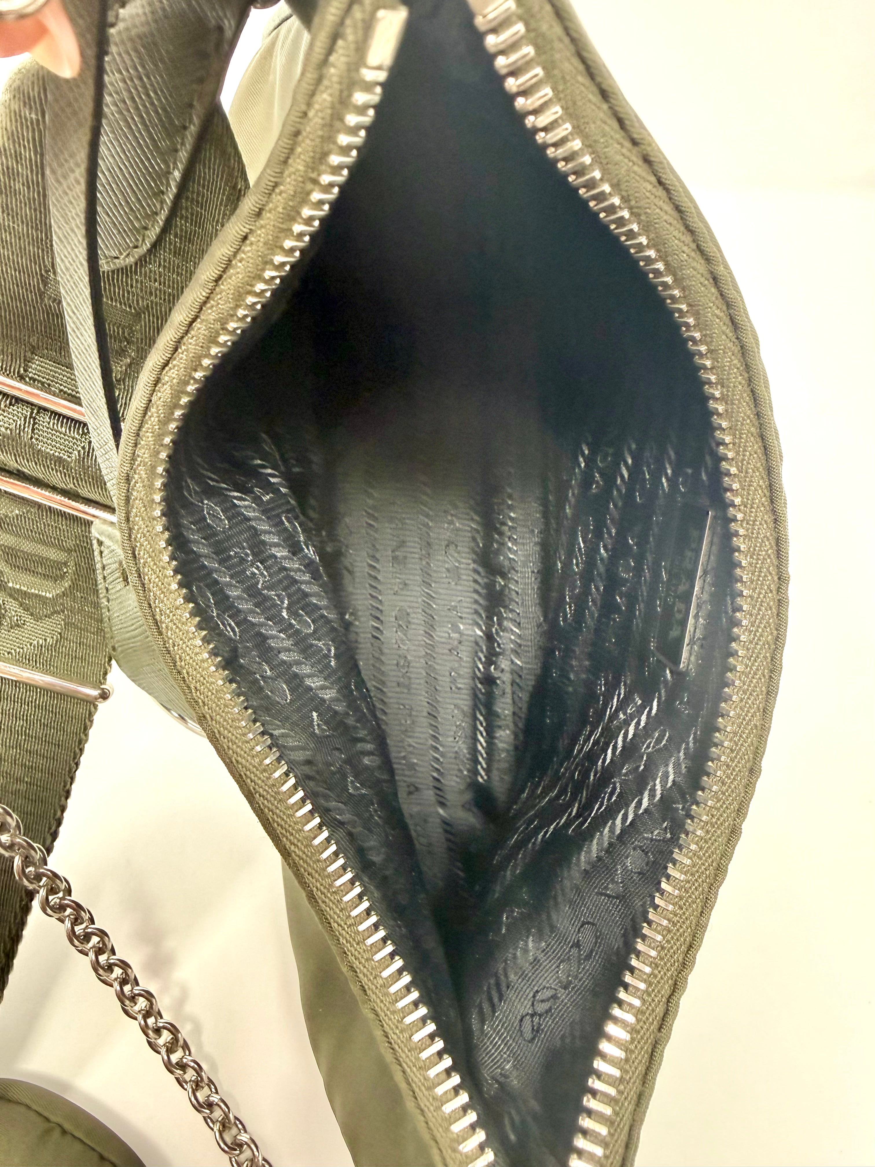 Prada Re-Edition 2005 Nylon Shoulder Bag in Deep Green