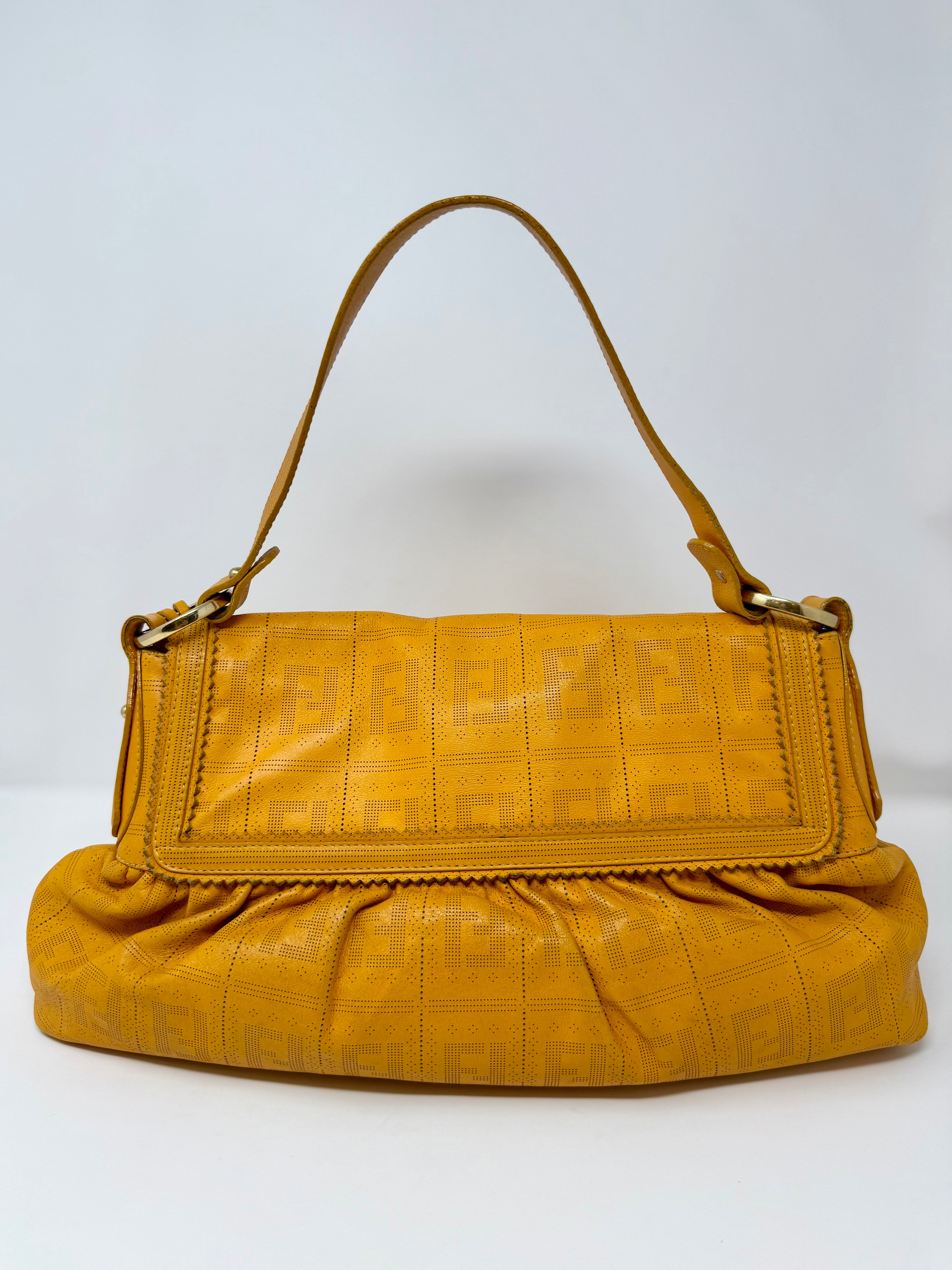 FENDI Perforated Leather Chef Hobo – Sunshine Orange, Vintage