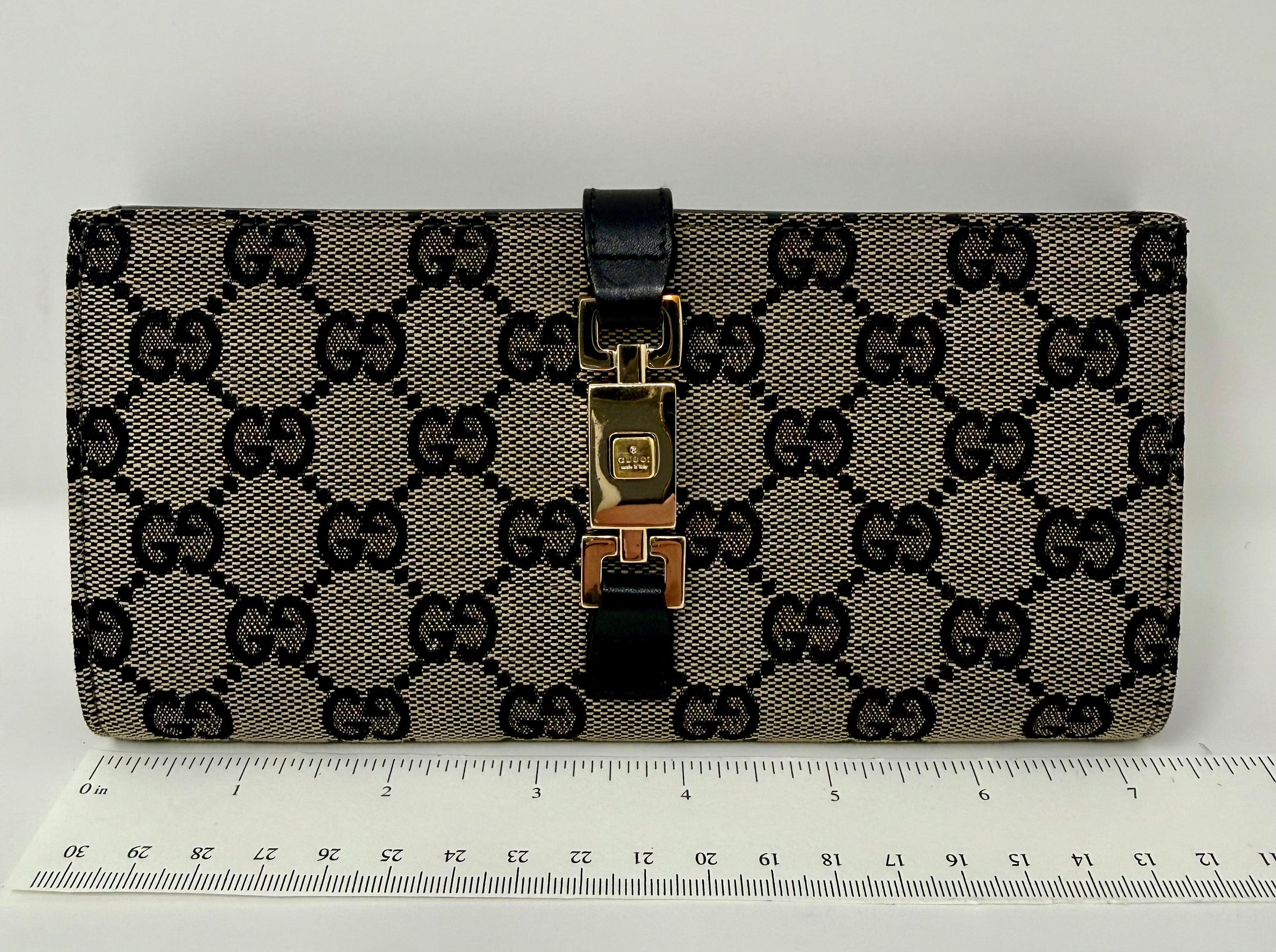 Gucci Jackie Continental Long Wallet – Black Leather, Vintage Y2K