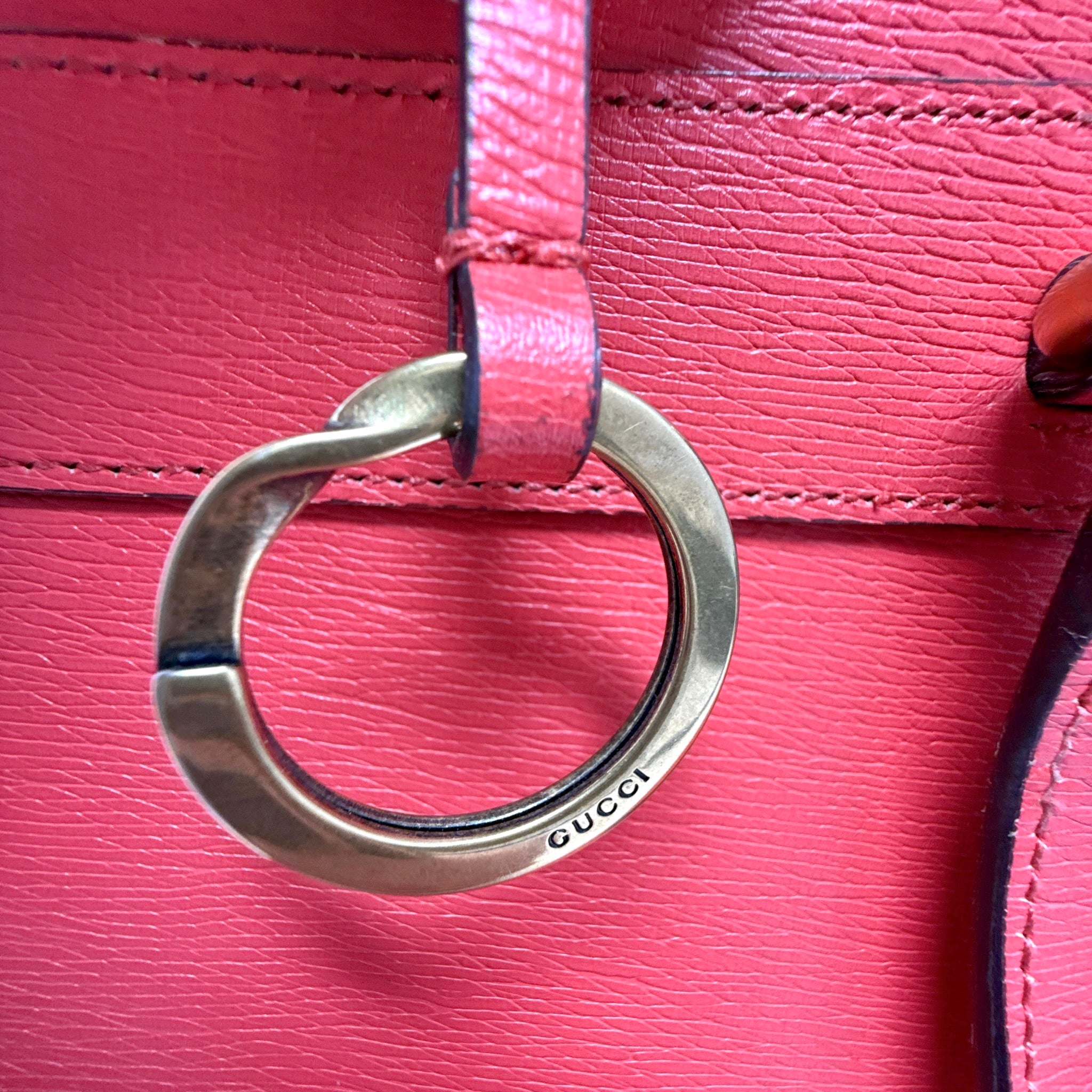 Gucci Bright Bit Medium Leather Tote in Coral