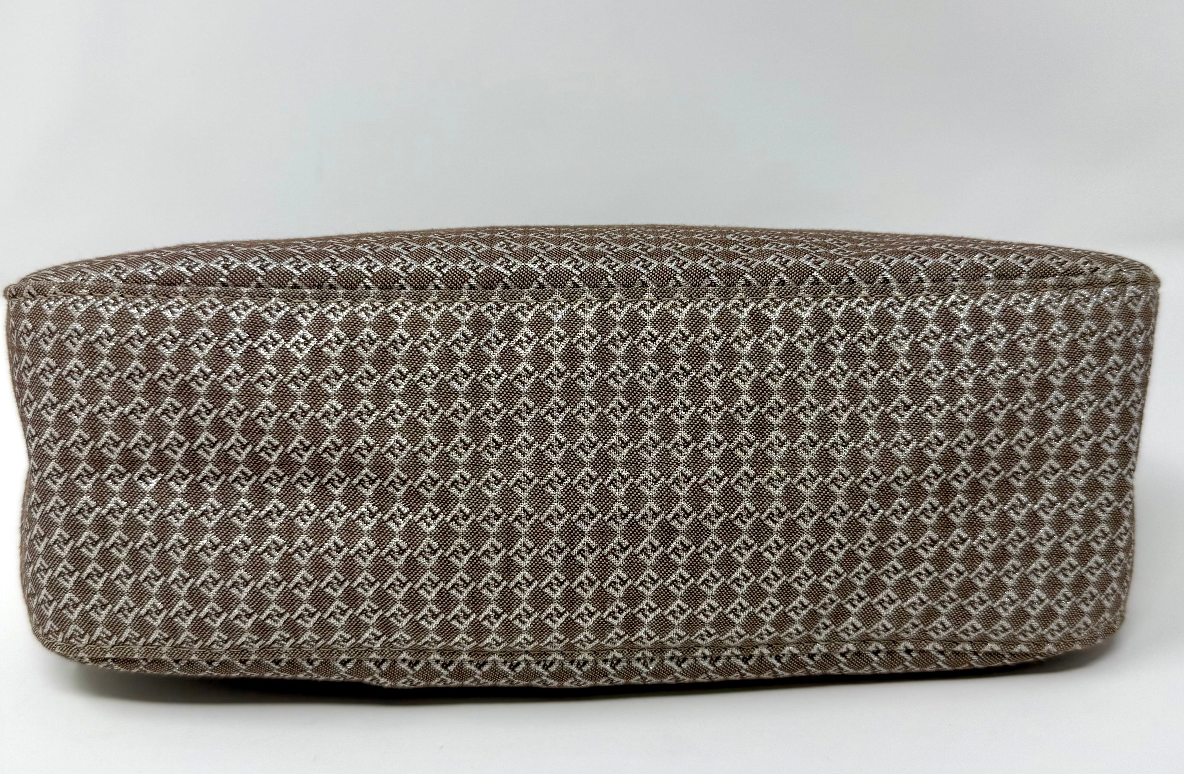 Fendi Vintage Champagne Metallic Zucchino Forever Baguette Shoulder Bag