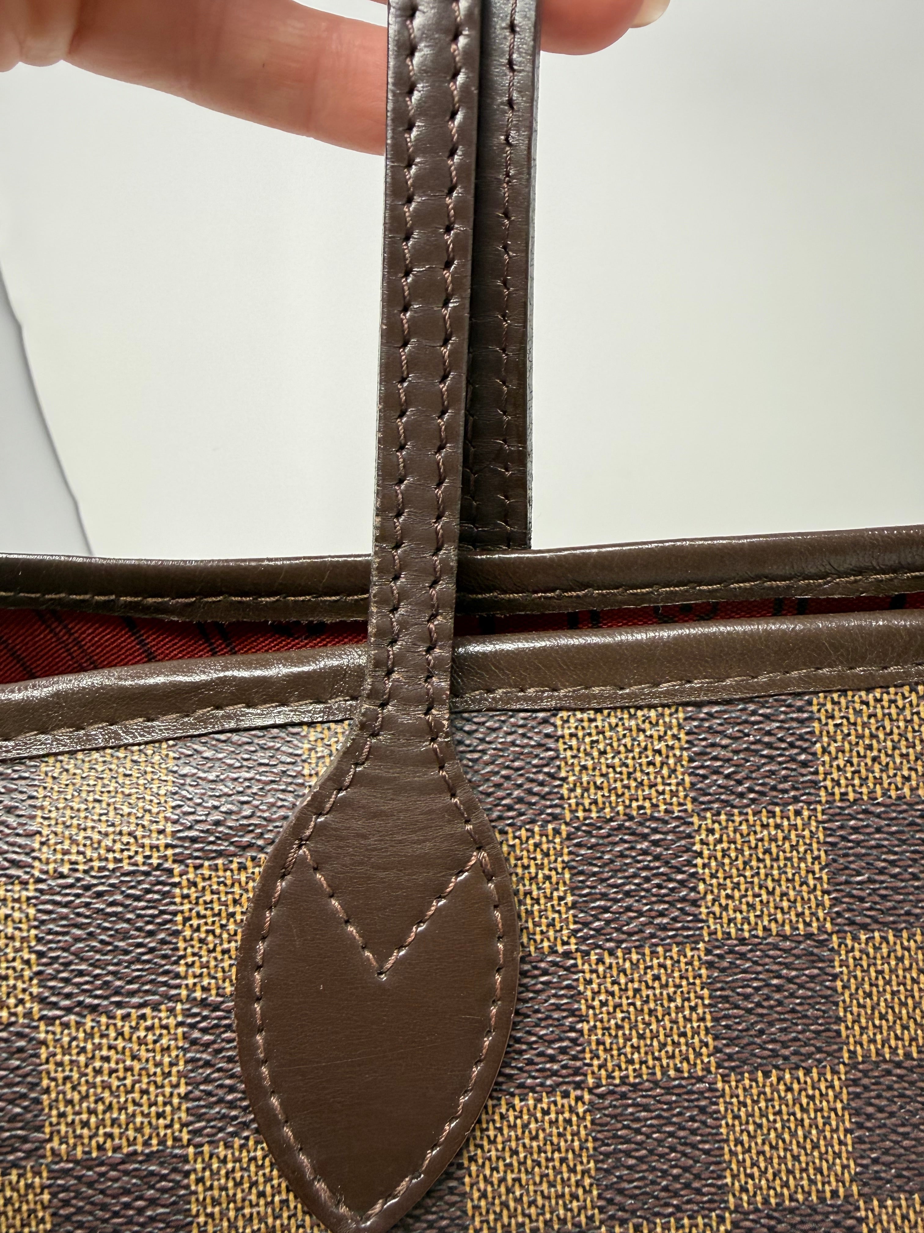Louis Vuitton Neverfull MM Damier Ebene Tote Bag, Red Interior, 2008