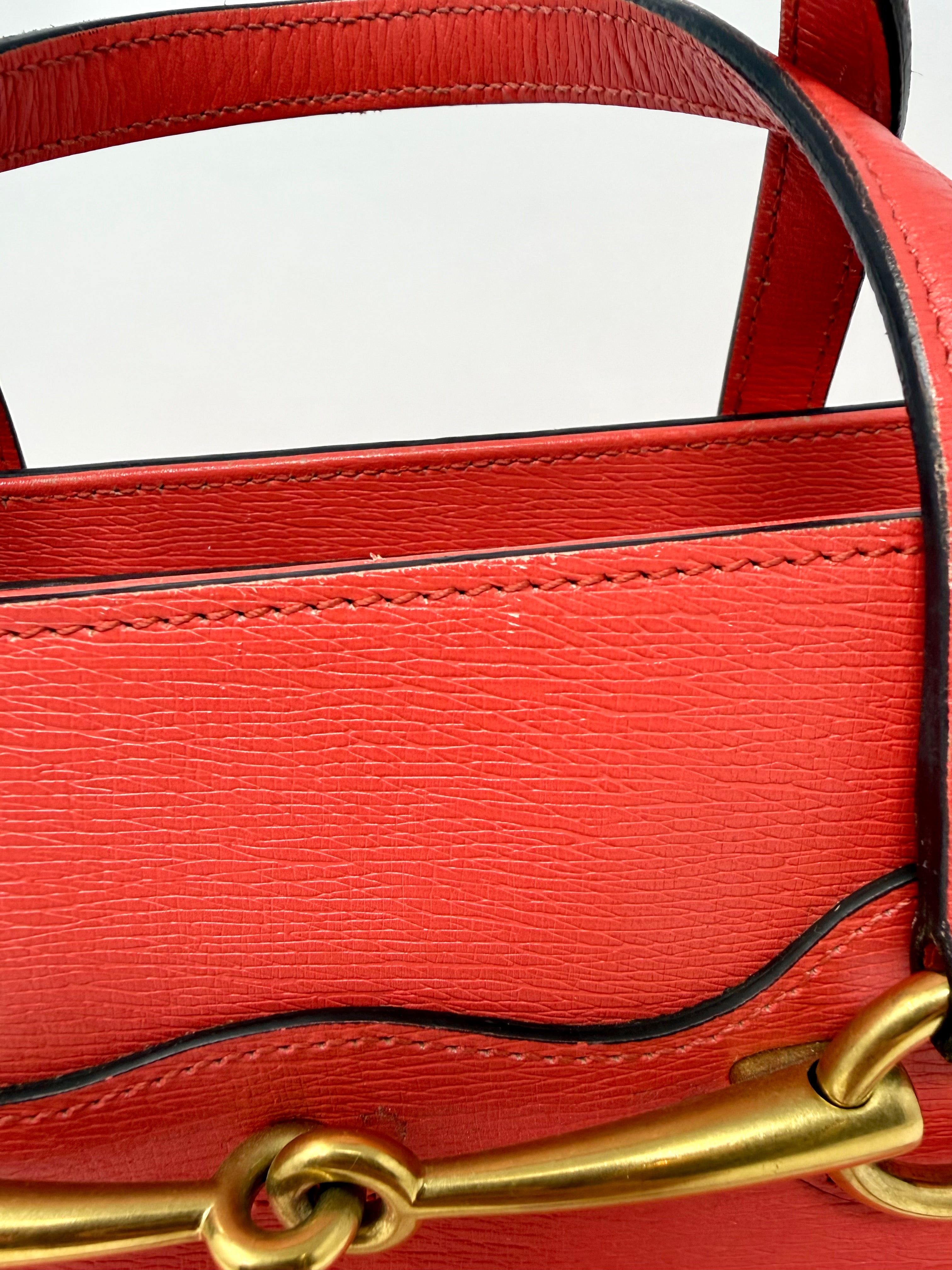 Gucci Bright Bit Medium Leather Tote in Coral