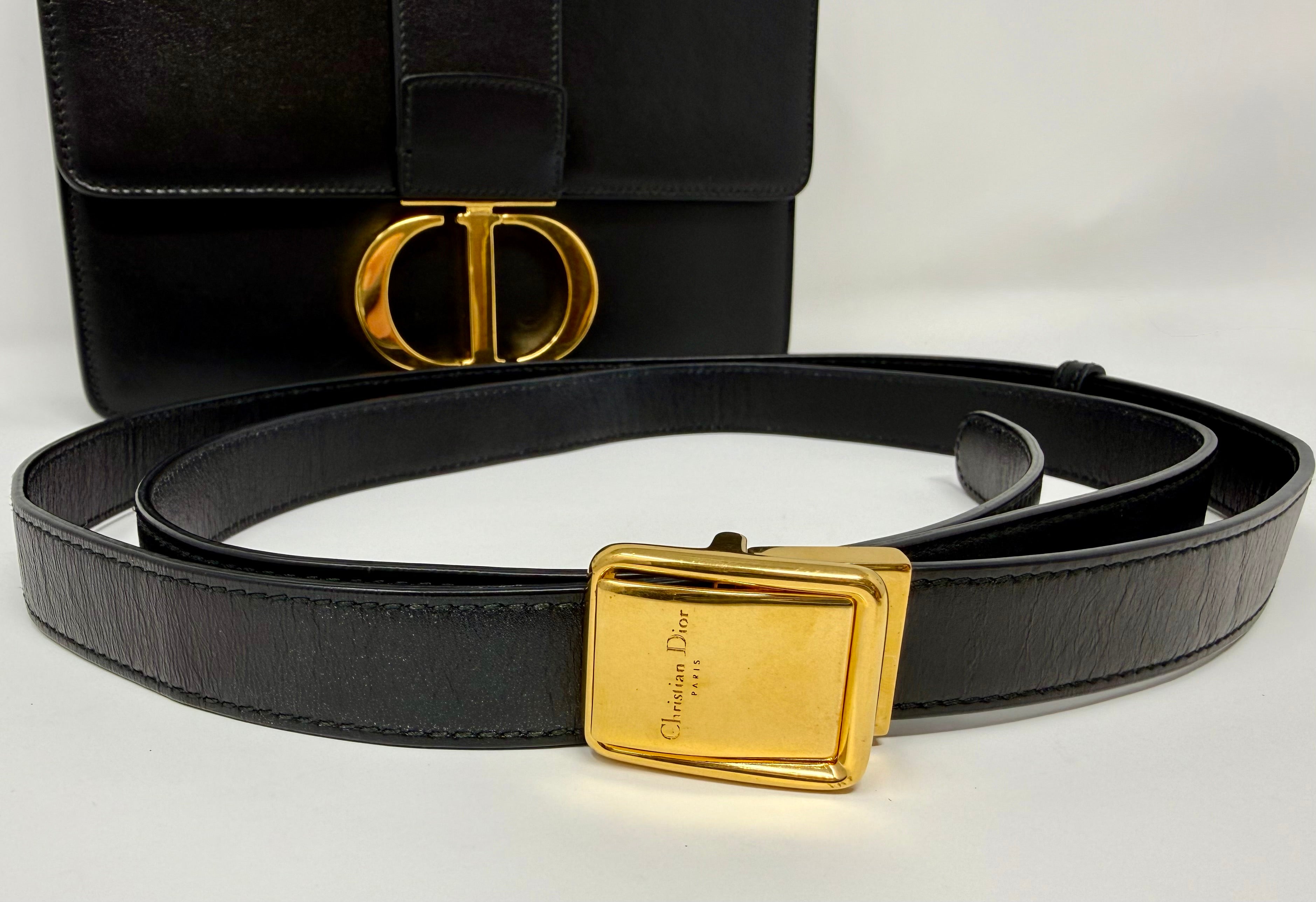 Christian Dior 30 Montaigne Flap Bag – Black Box Calfskin, Gold Hardware