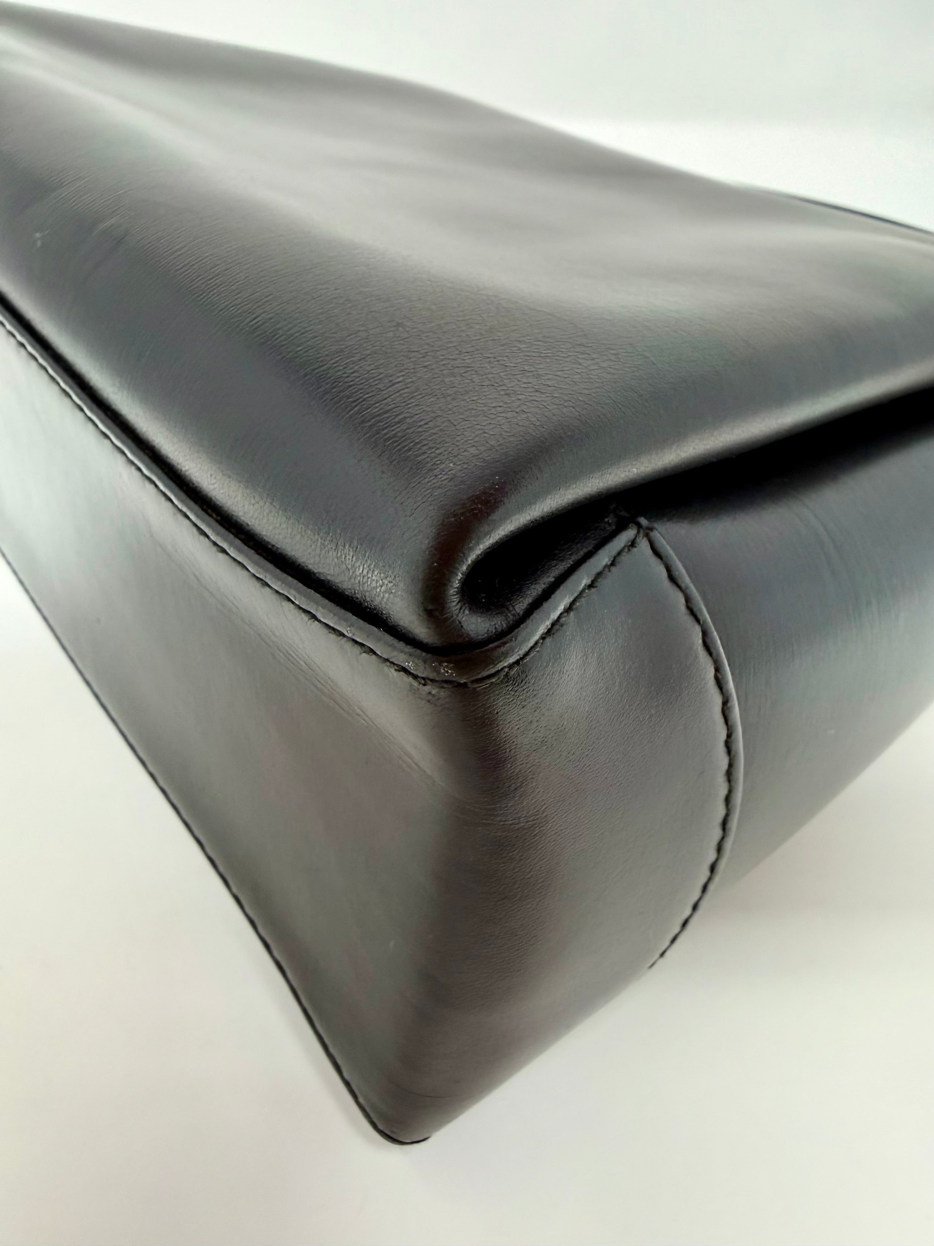 Vintage Gucci Bamboo 2-Way Top Handle Bag Black Leather