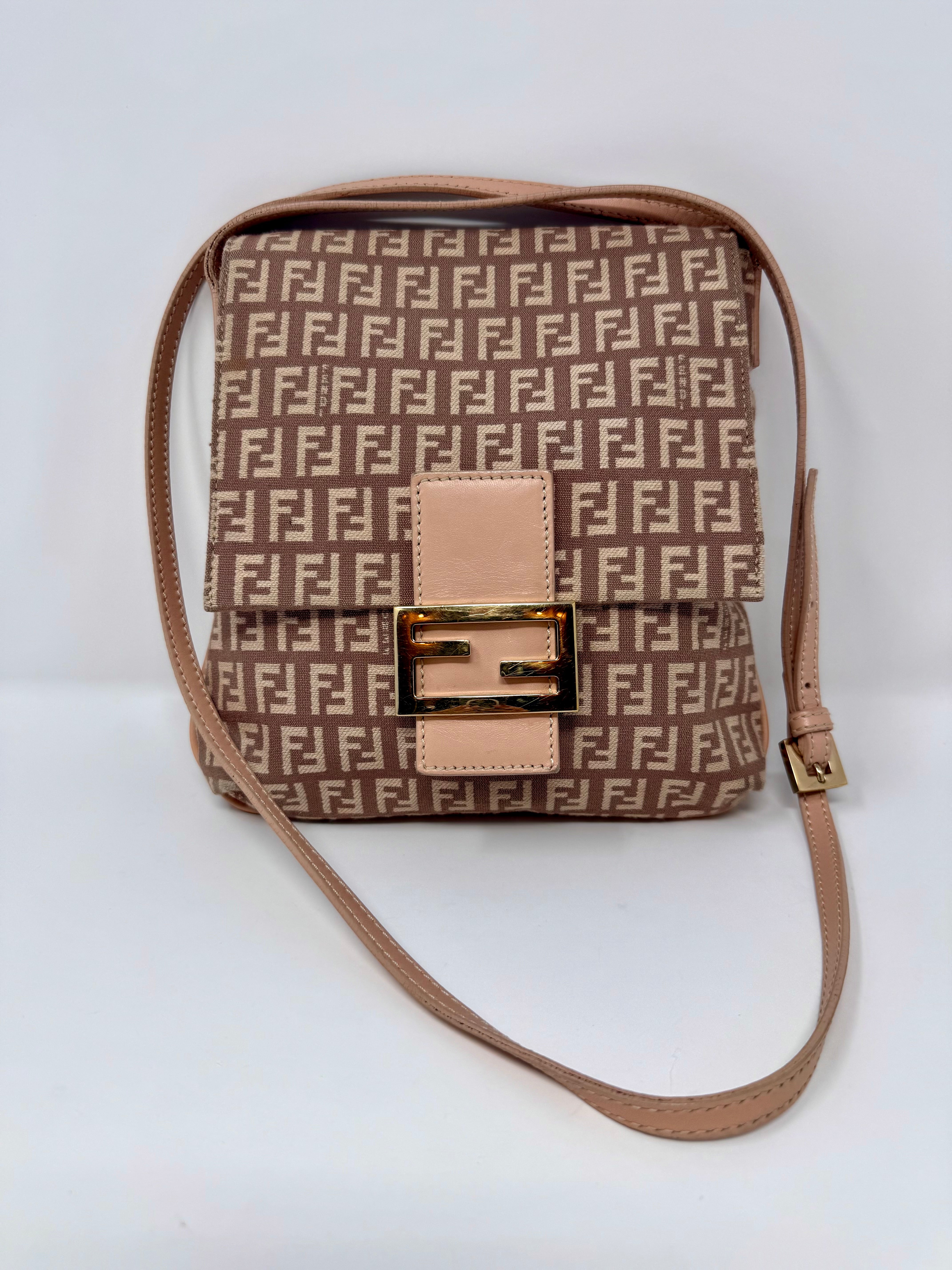 Fendi Vintage Zucchino FF Canvas Crossbody Bag