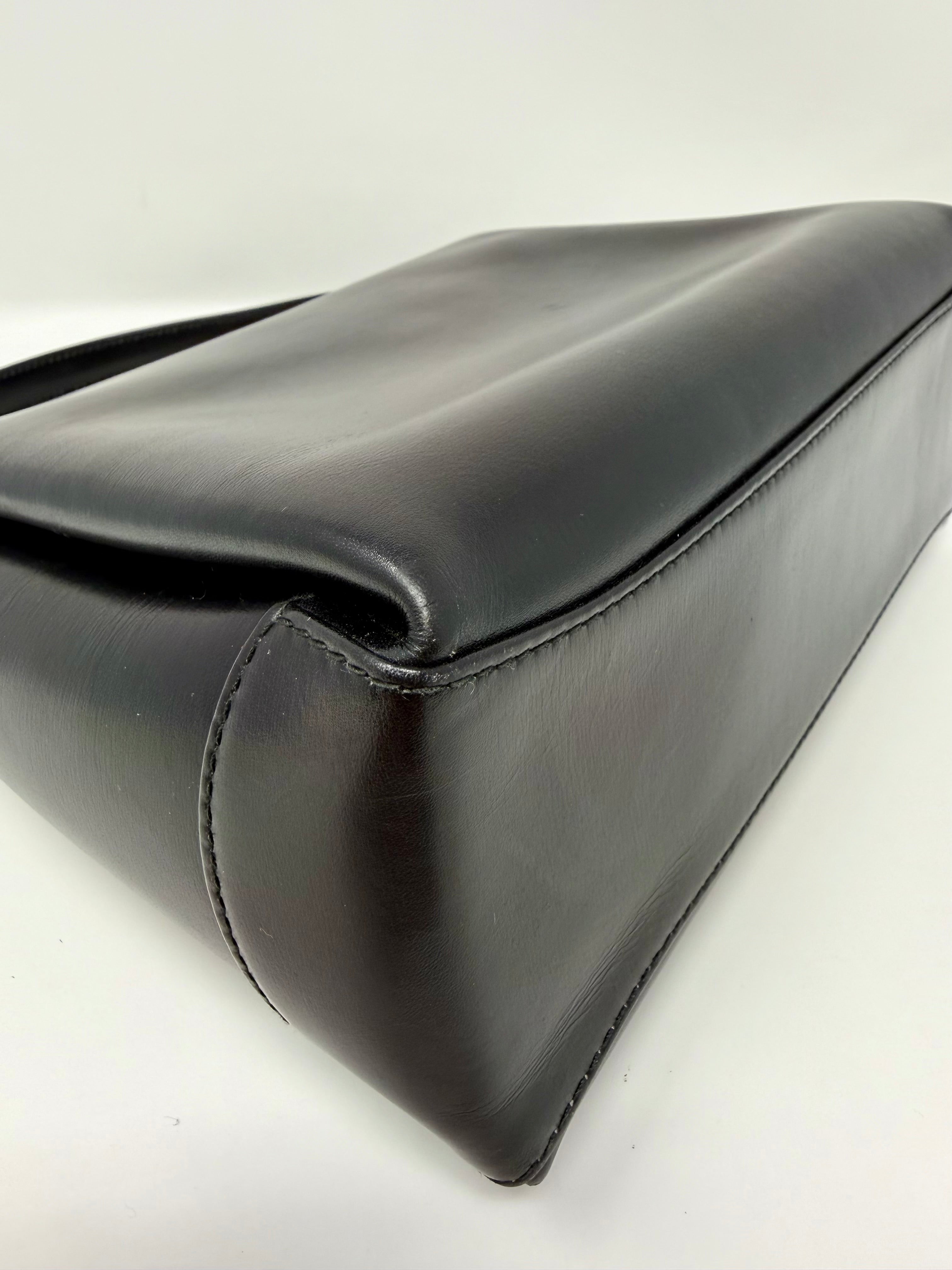 Vintage Gucci Bamboo 2-Way Top Handle Bag Black Leather