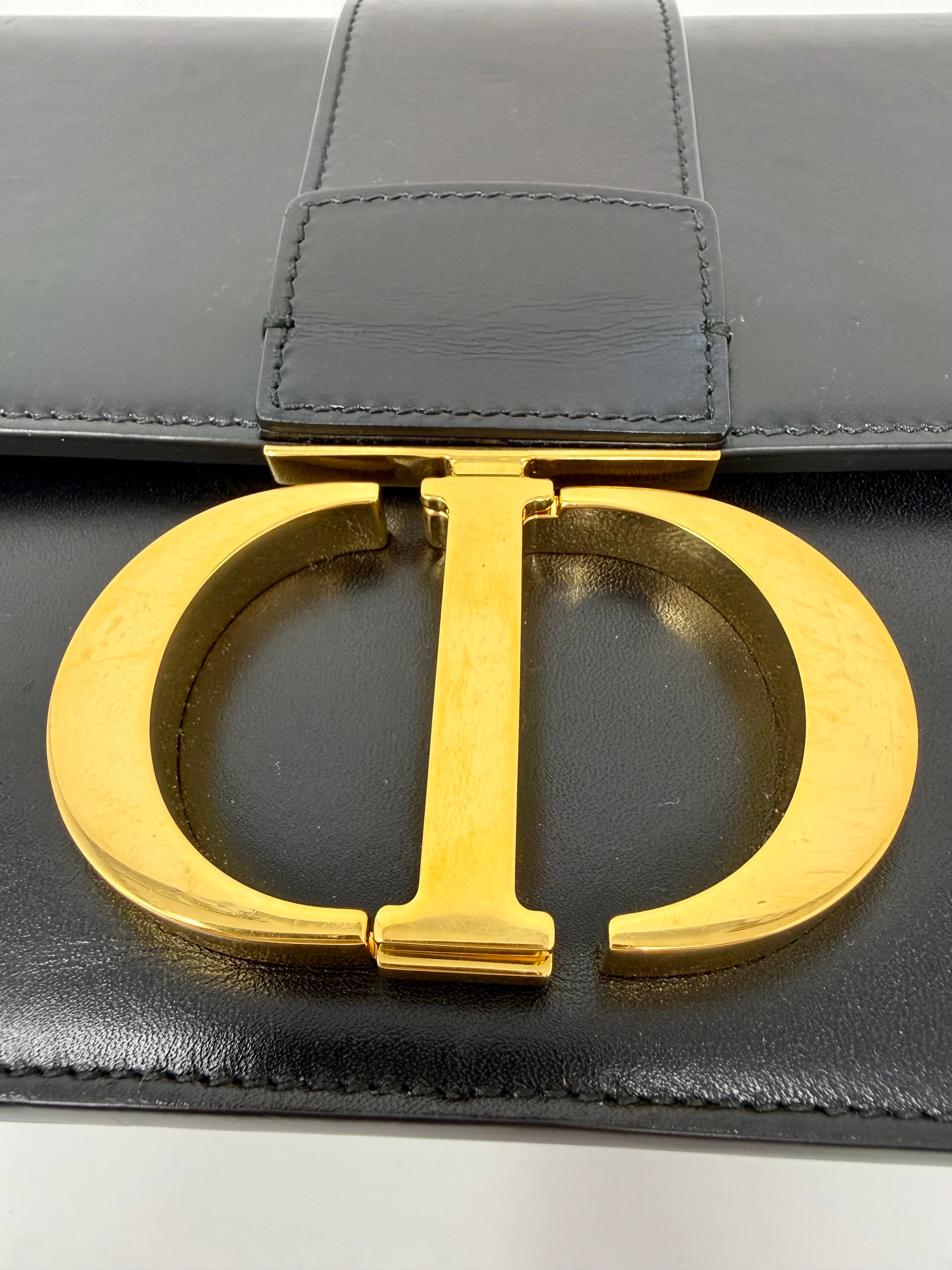 Christian Dior 30 Montaigne Flap Bag – Black Box Calfskin, Gold Hardware